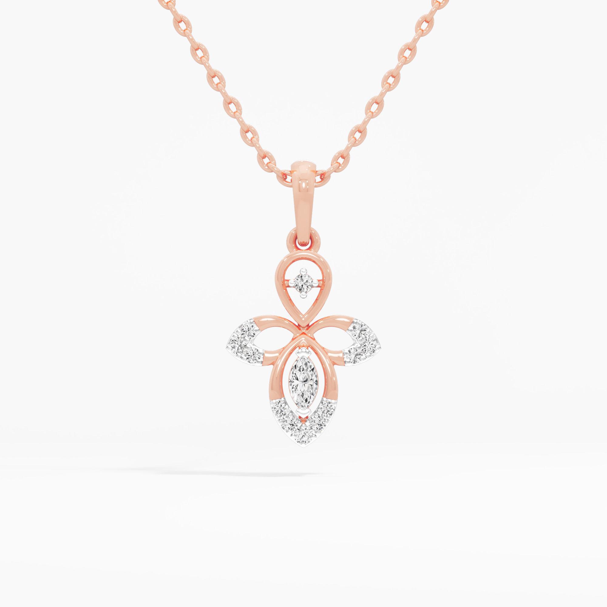 Aqua Petal Charms Pendants | Pendant Only in 9KT Rose Gold (Diamond Quality: FG-VVS VS)