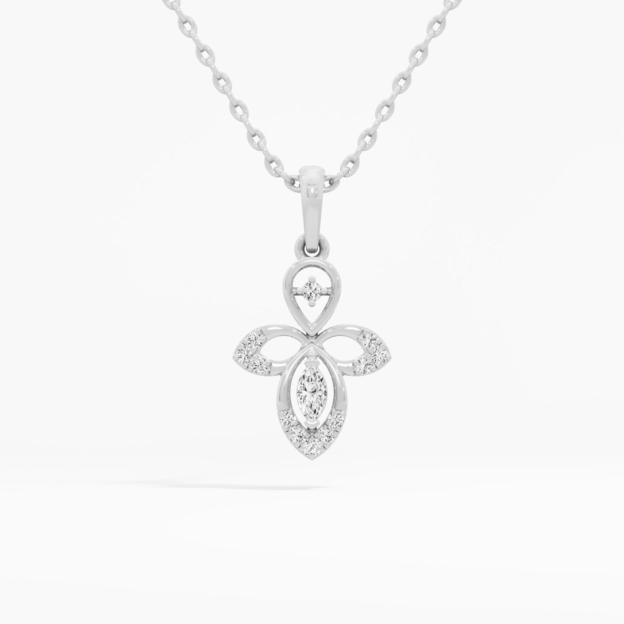 Aqua Petal Charms Pendants | Pendant Only in 9KT White Gold (Diamond Quality: FG-VVS VS)