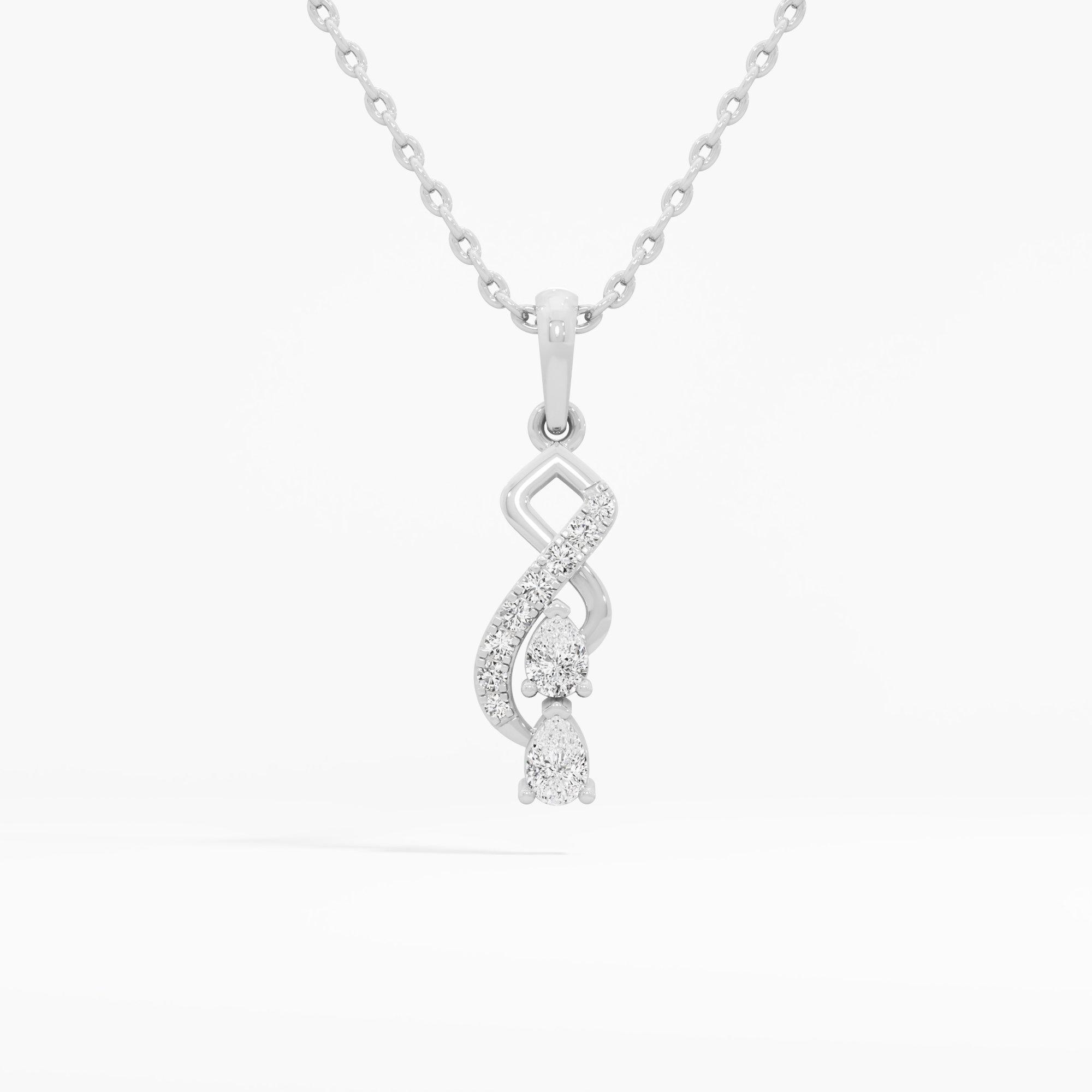 Aqua Ribbon Drops Pendants | Pendant Only (Chain Sold Separately) in 9KT White Gold (Diamond Quality: FG-VVS VS)