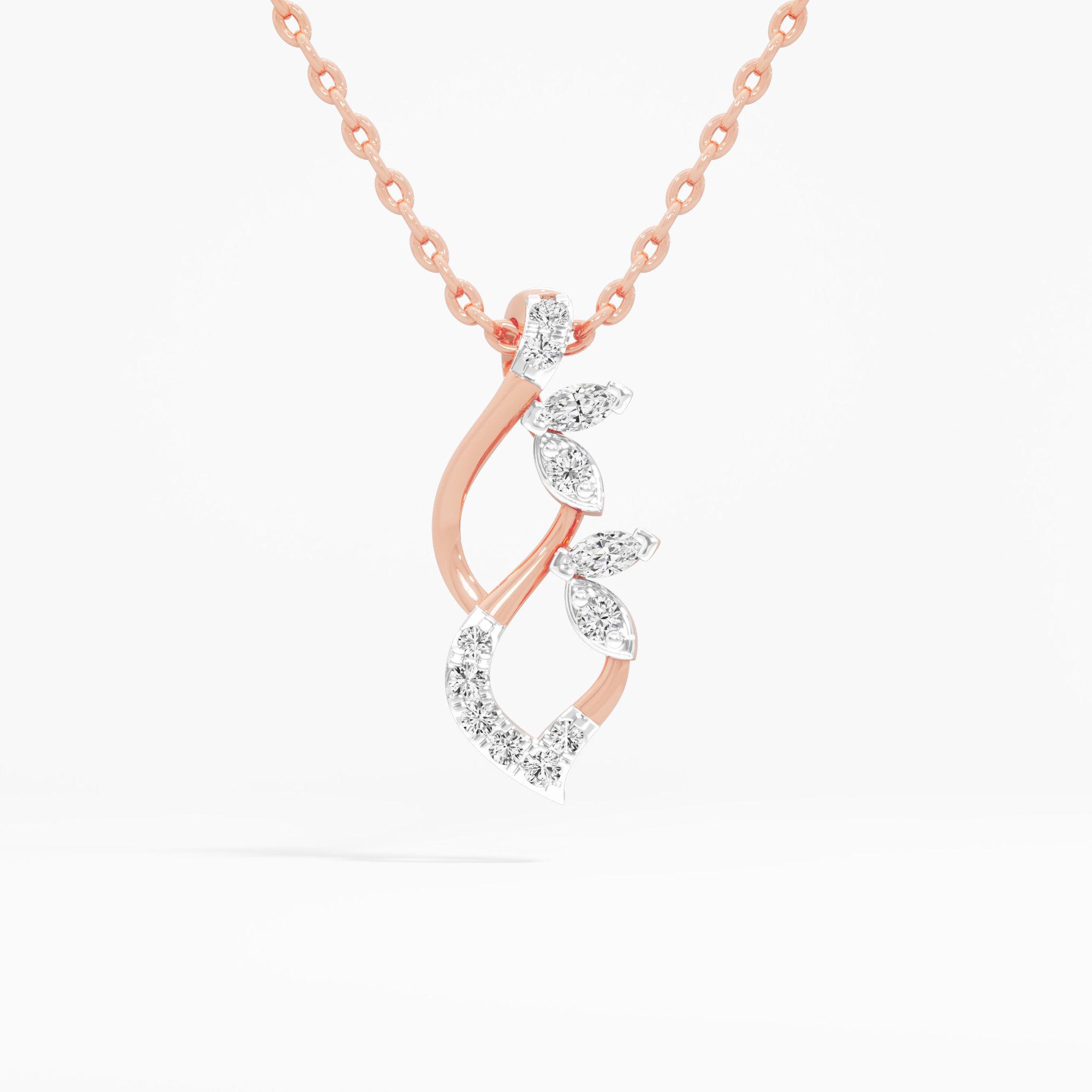 Luminous Swirl Diamond Pendant in 9KT Rose Gold (Diamond Quality: FG-VVS VS)
