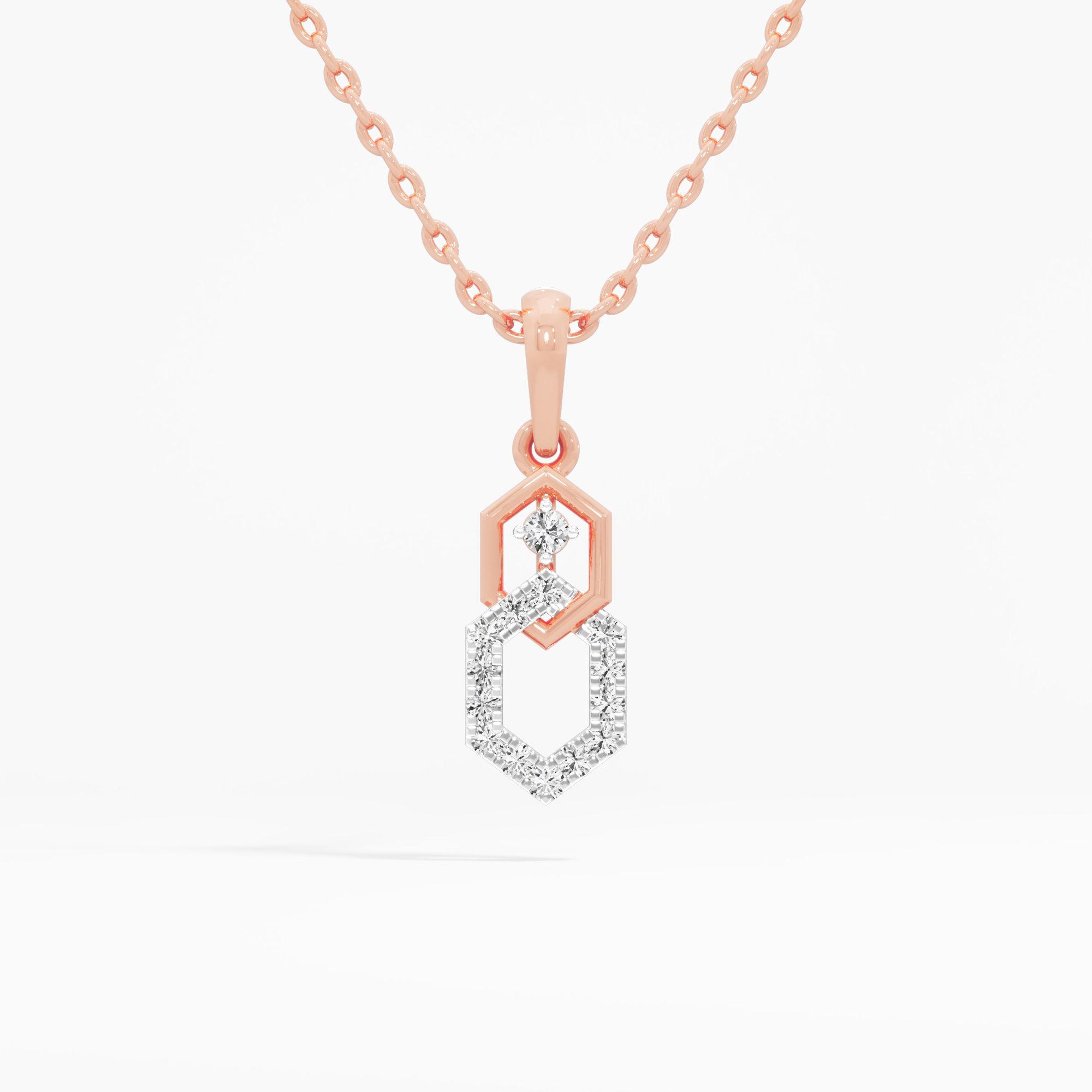 Geometric Glow Drops Pendants | Standalone Pendant in 9KT Rose Gold (Diamond Quality: EF-VVS VS)