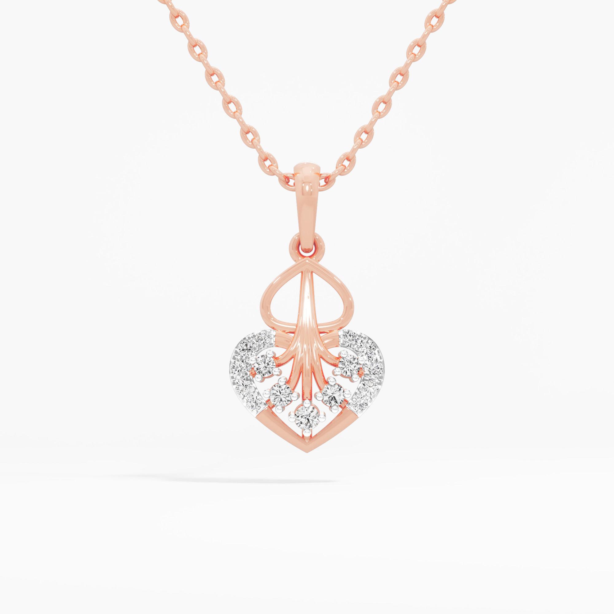 Swirling Heart Charms Pendants | Chain Available Separately in 9KT Rose Gold (Diamond Quality: EF-VVS VS)