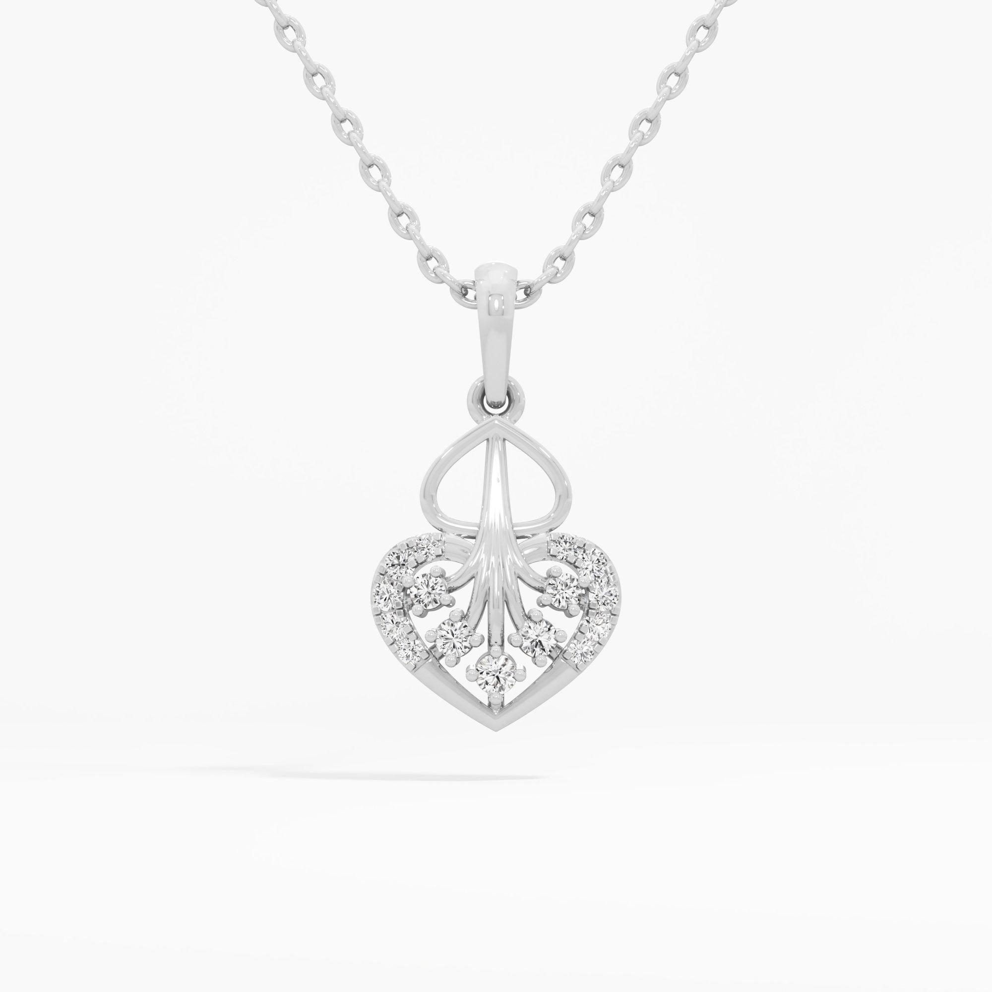 Swirling Heart Charms Pendants | Individual Pendant in 9KT White Gold (Diamond Quality: EF-VVS VS)