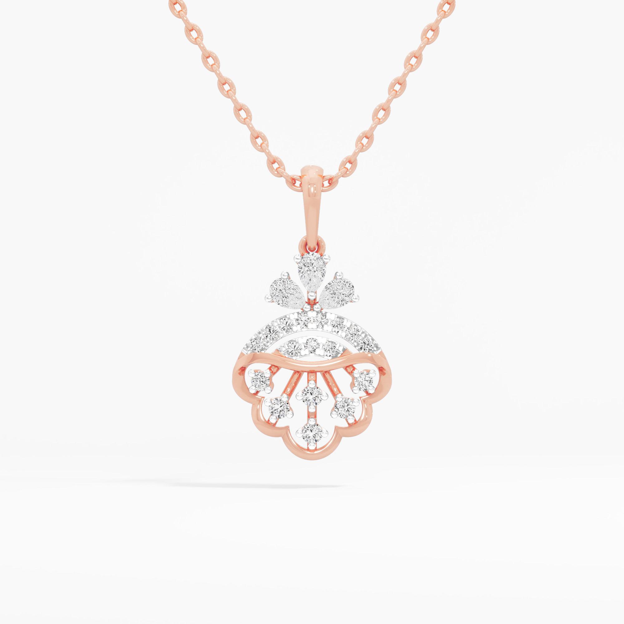 Dewdrop Cascade Drops Pendants | Standalone Pendant in 9KT Rose Gold (Diamond Quality: FG-VVS VS)