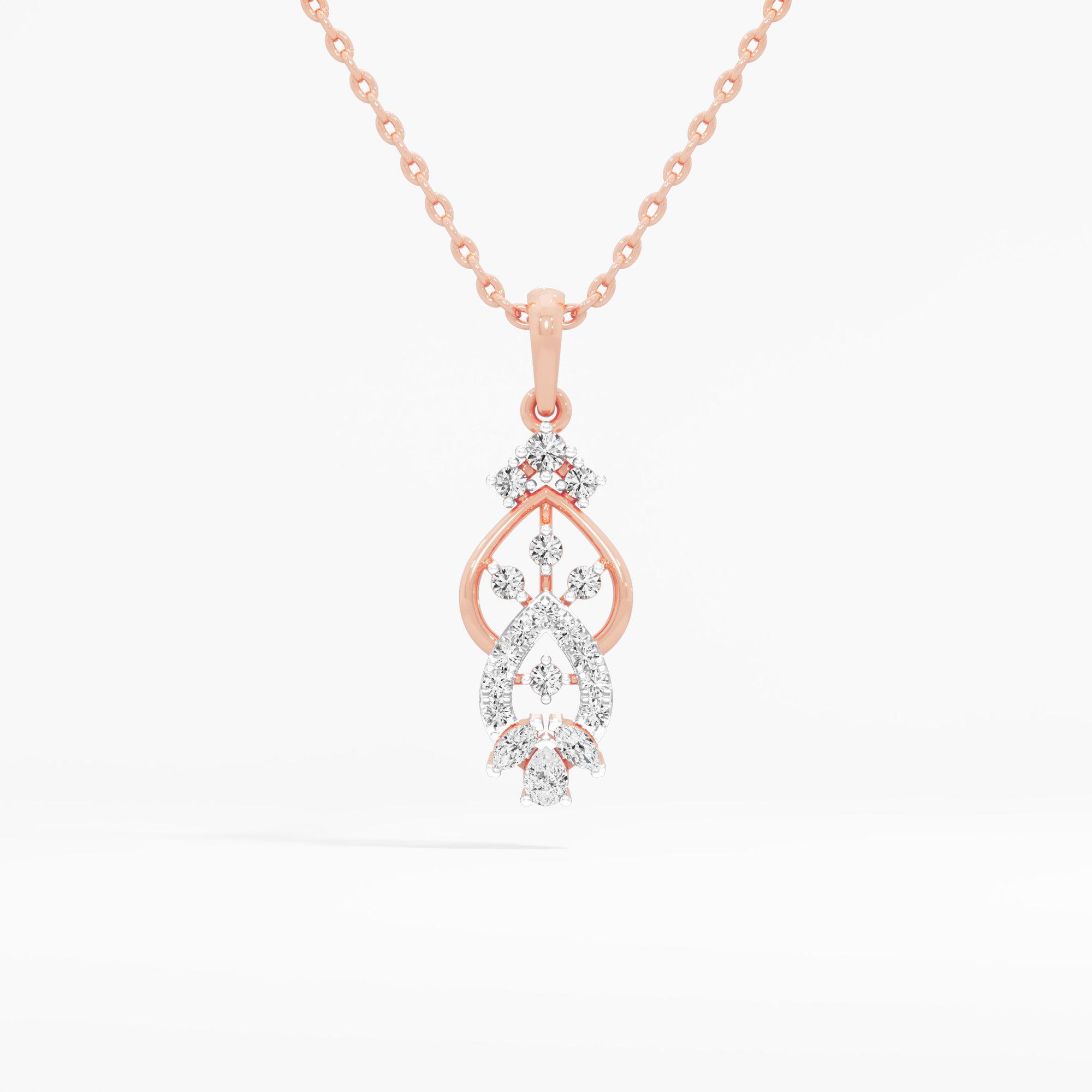 Azure Whisper Drops Pendants | Pendant Only (Chain Sold Separately) in 9KT Rose Gold (Diamond Quality: FG-VVS VS)