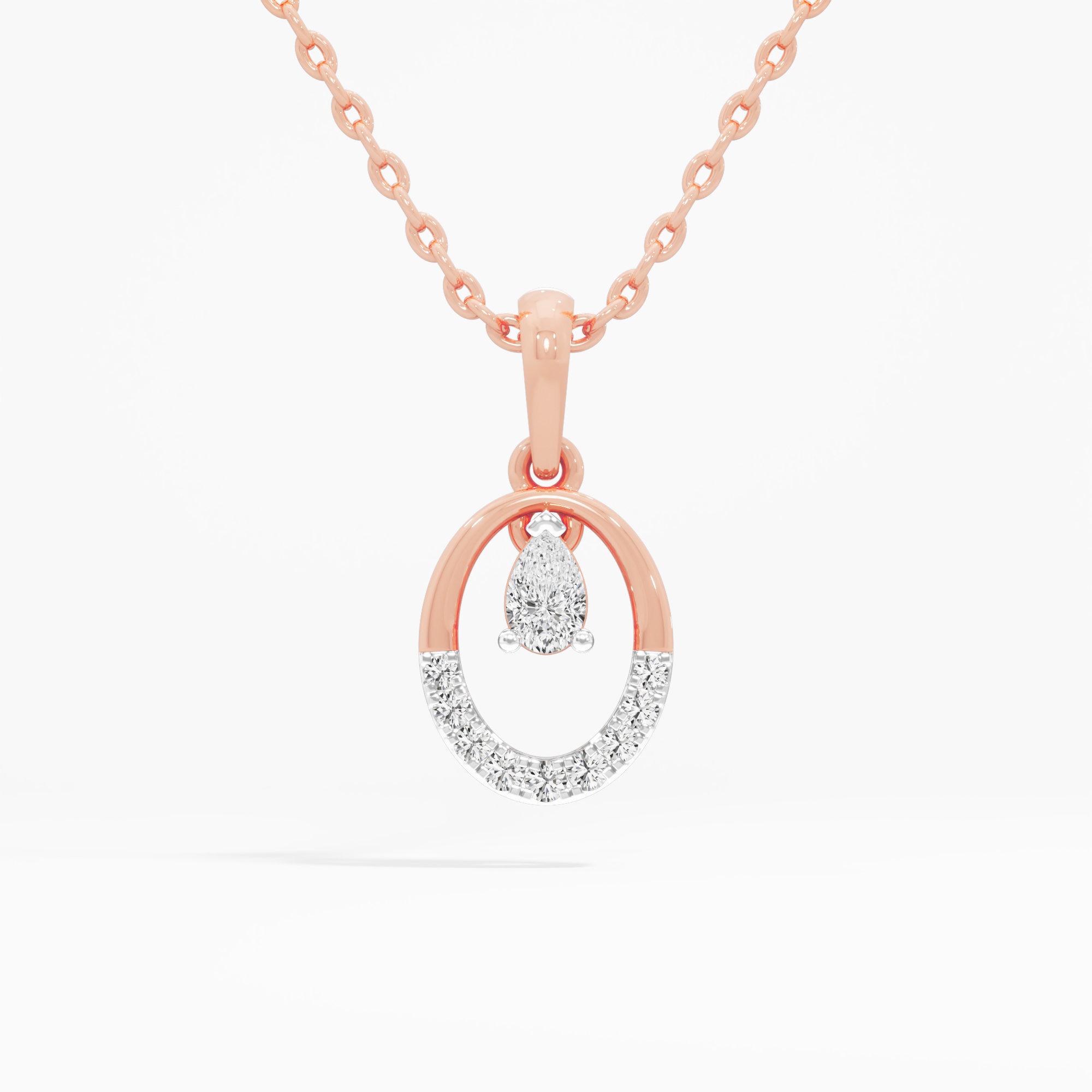 Graceful Orbit Halos Pendants | Standalone Pendant in 9KT Rose Gold (Diamond Quality: FG-VVS VS)