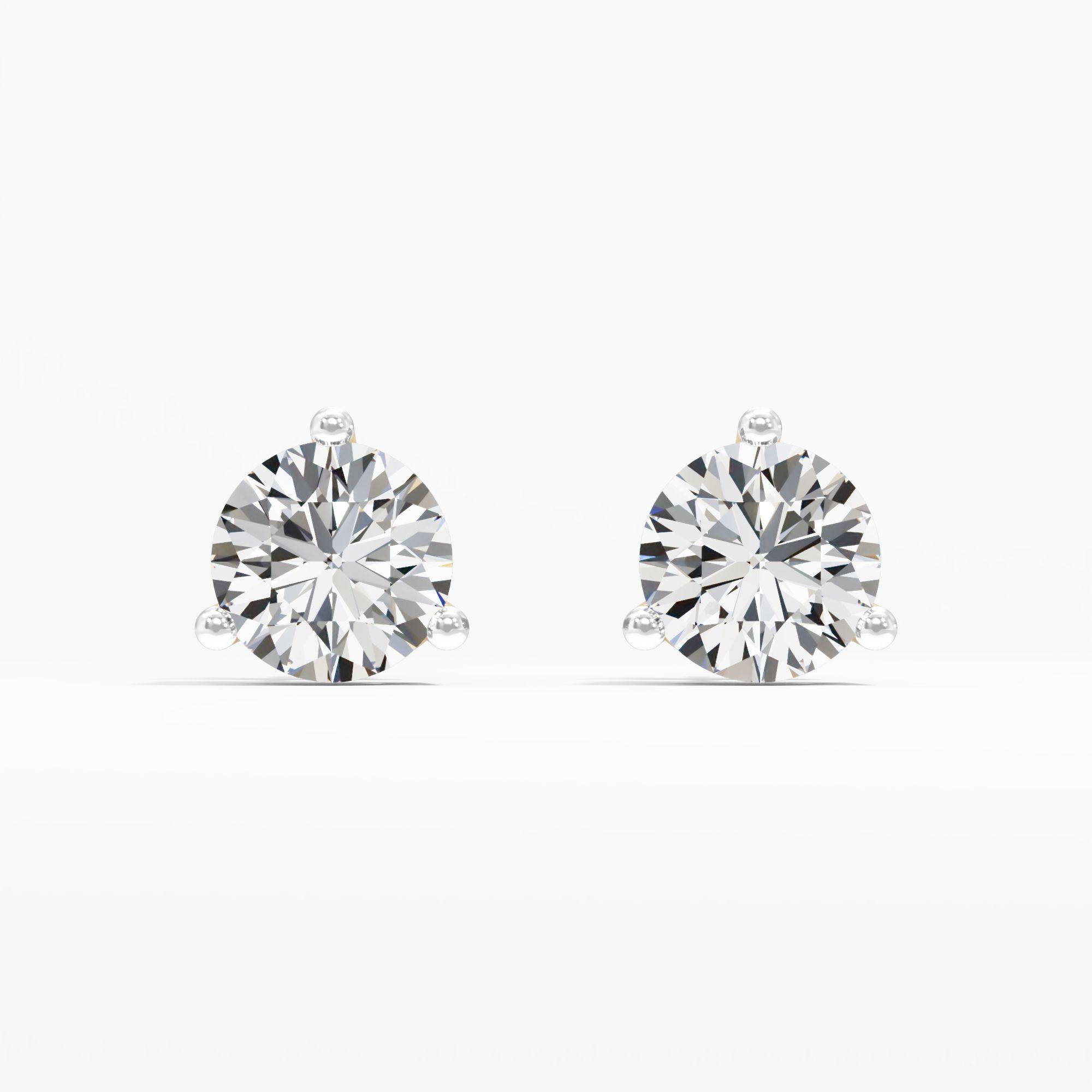 Trinity Crown Solitaire Stud Earrings