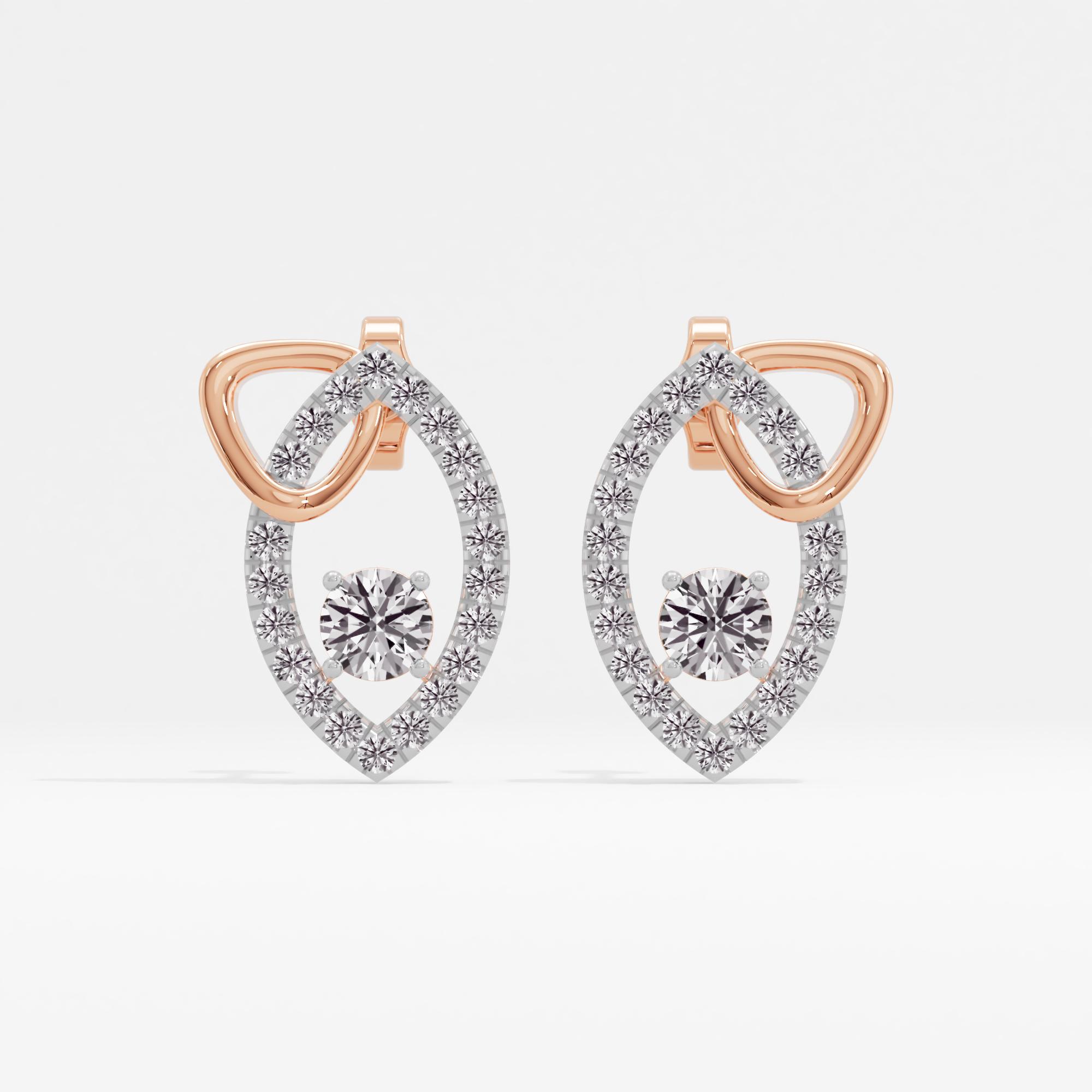Ember Leaf Solitaire Stud Earrings