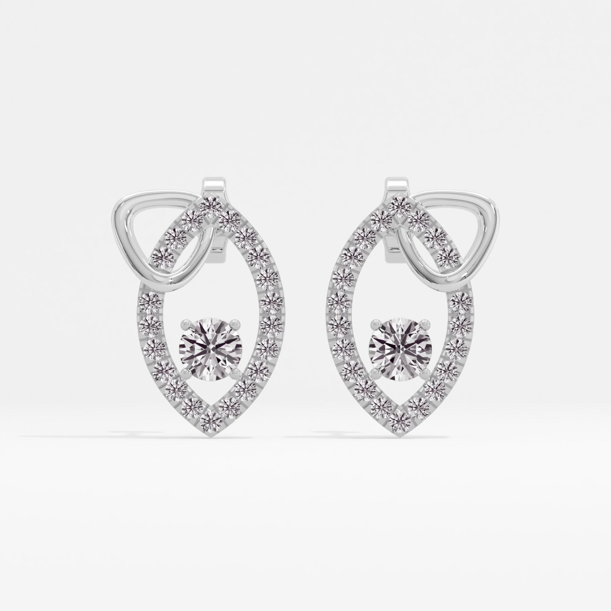 Ember Leaf Solitaire Stud Earrings