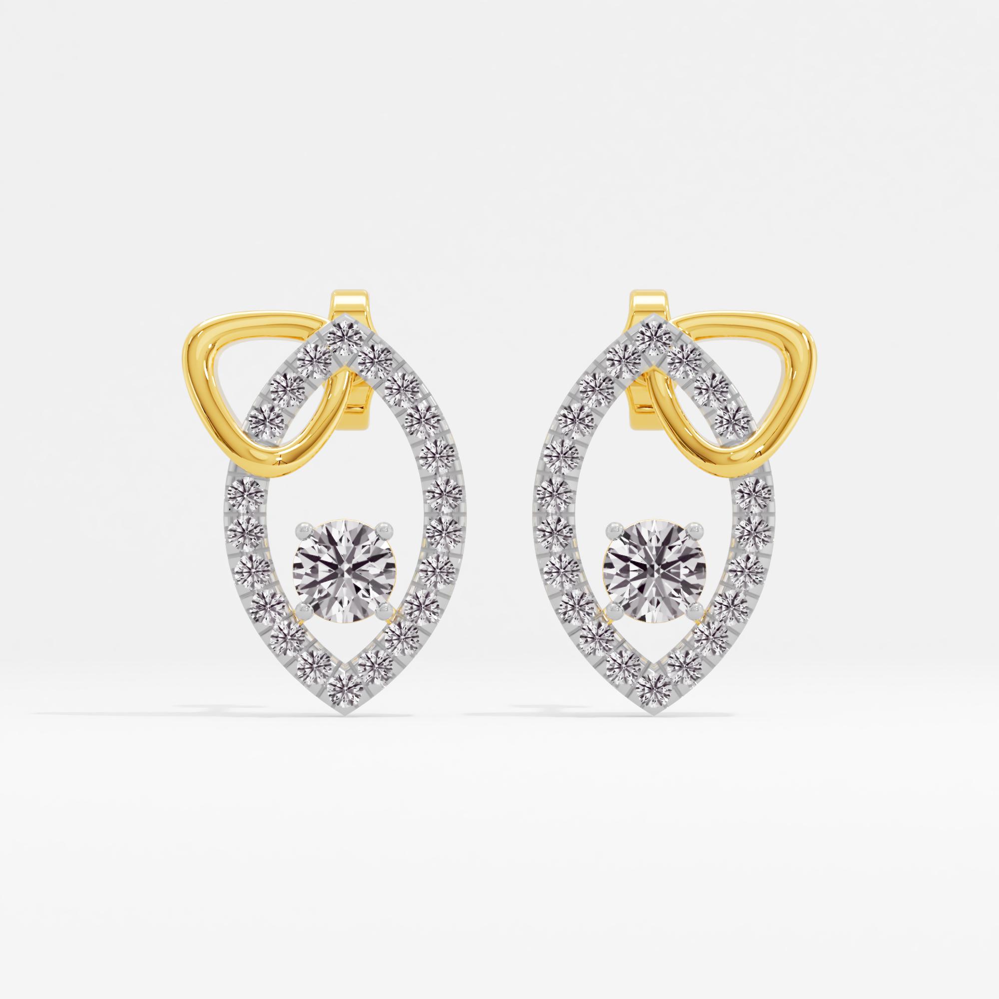 Ember Leaf Solitaire Stud Earrings