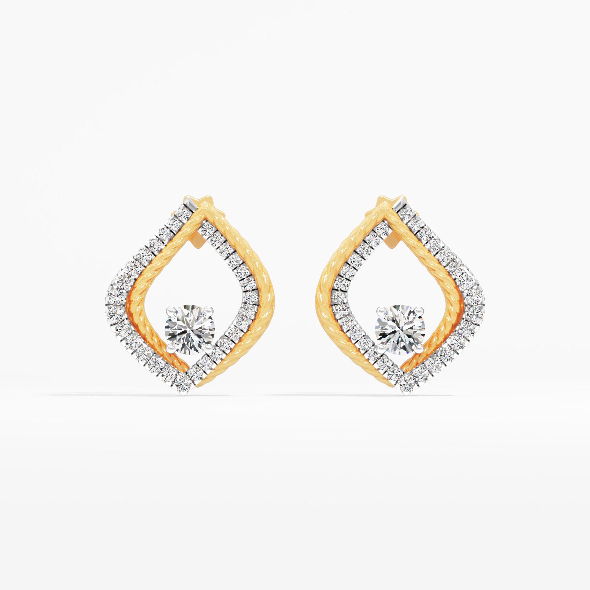Braided Drop Solitaire Stud Earrings