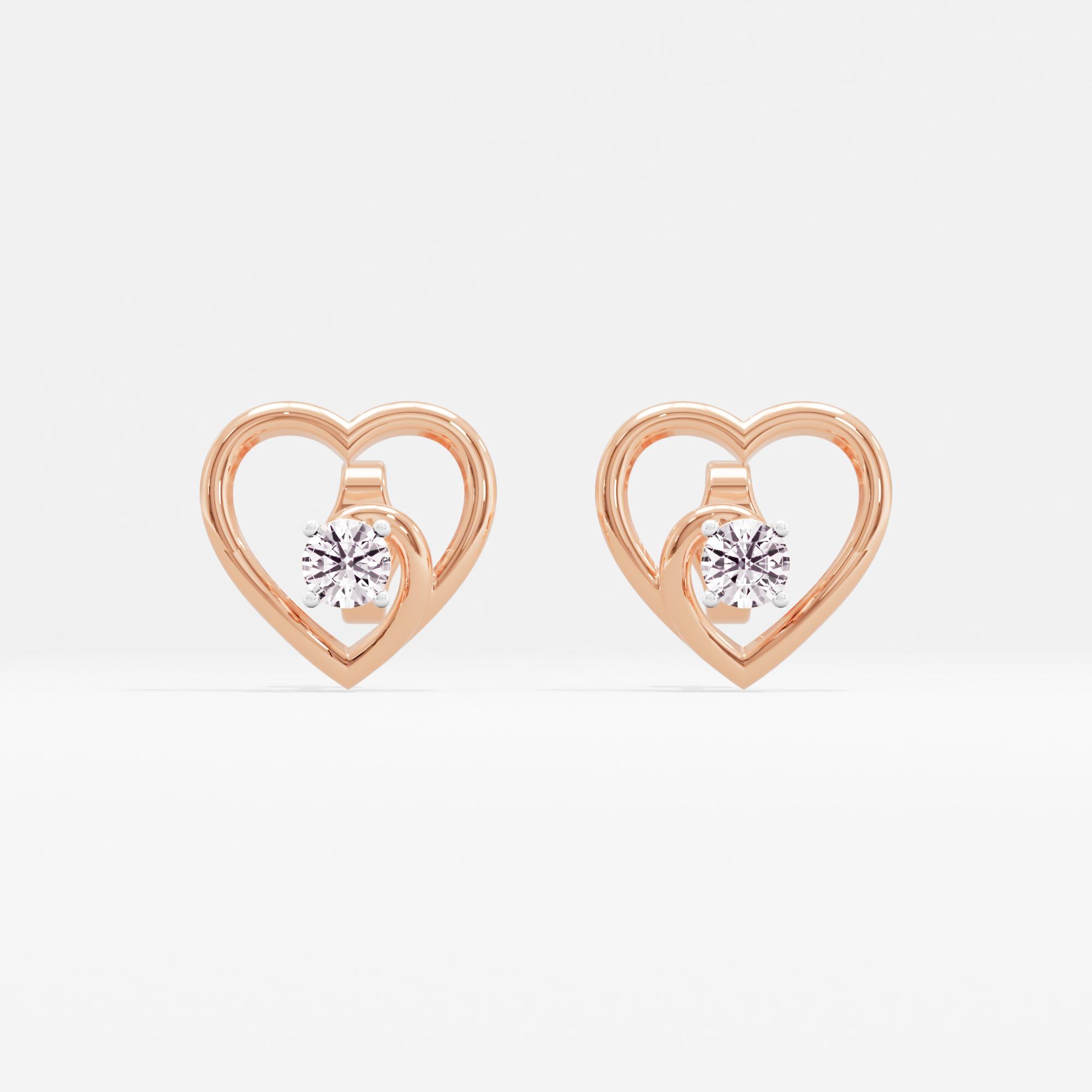Celestial Ardor Solitaire Heart Stud Earrings