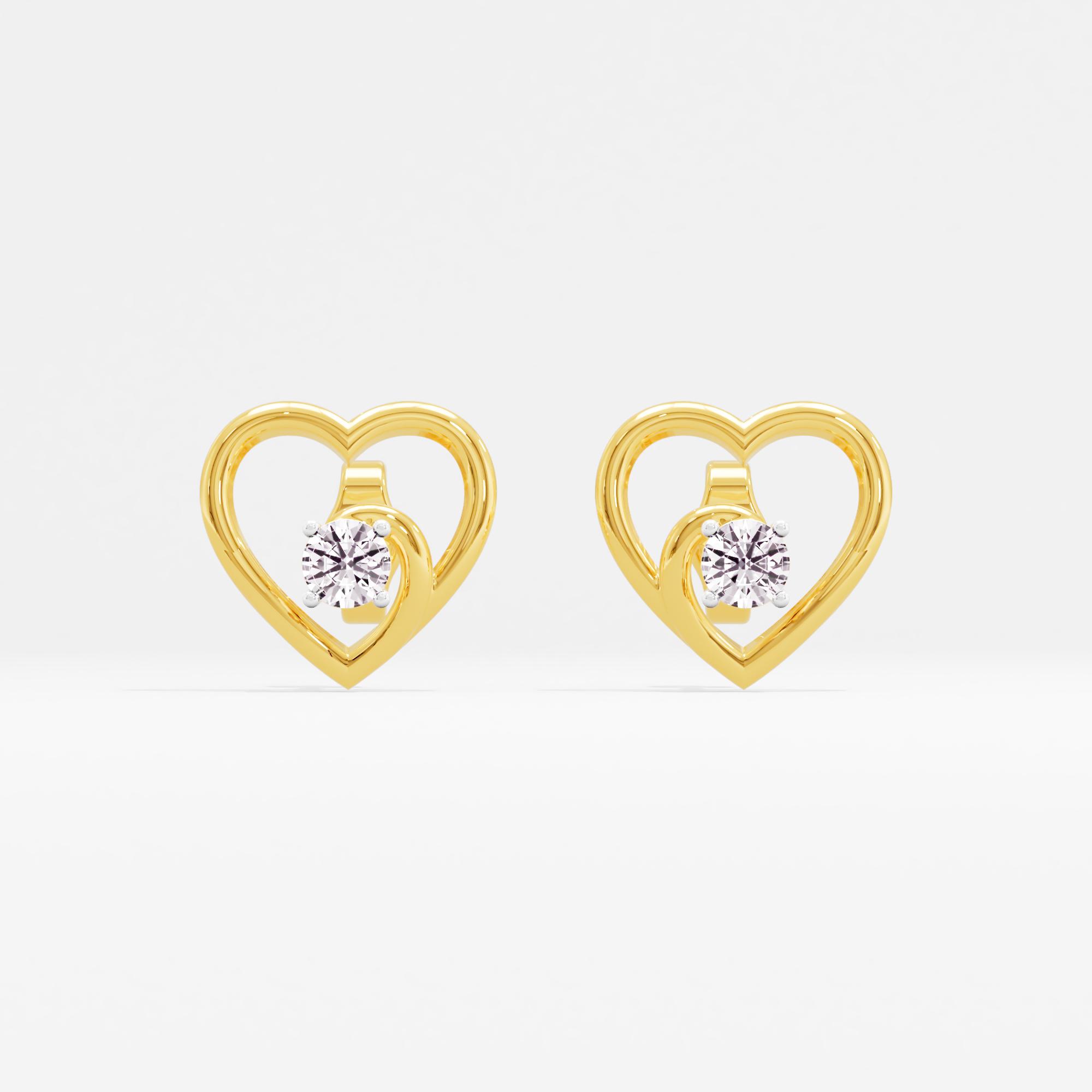 Celestial Ardor Solitaire Heart Stud Earrings