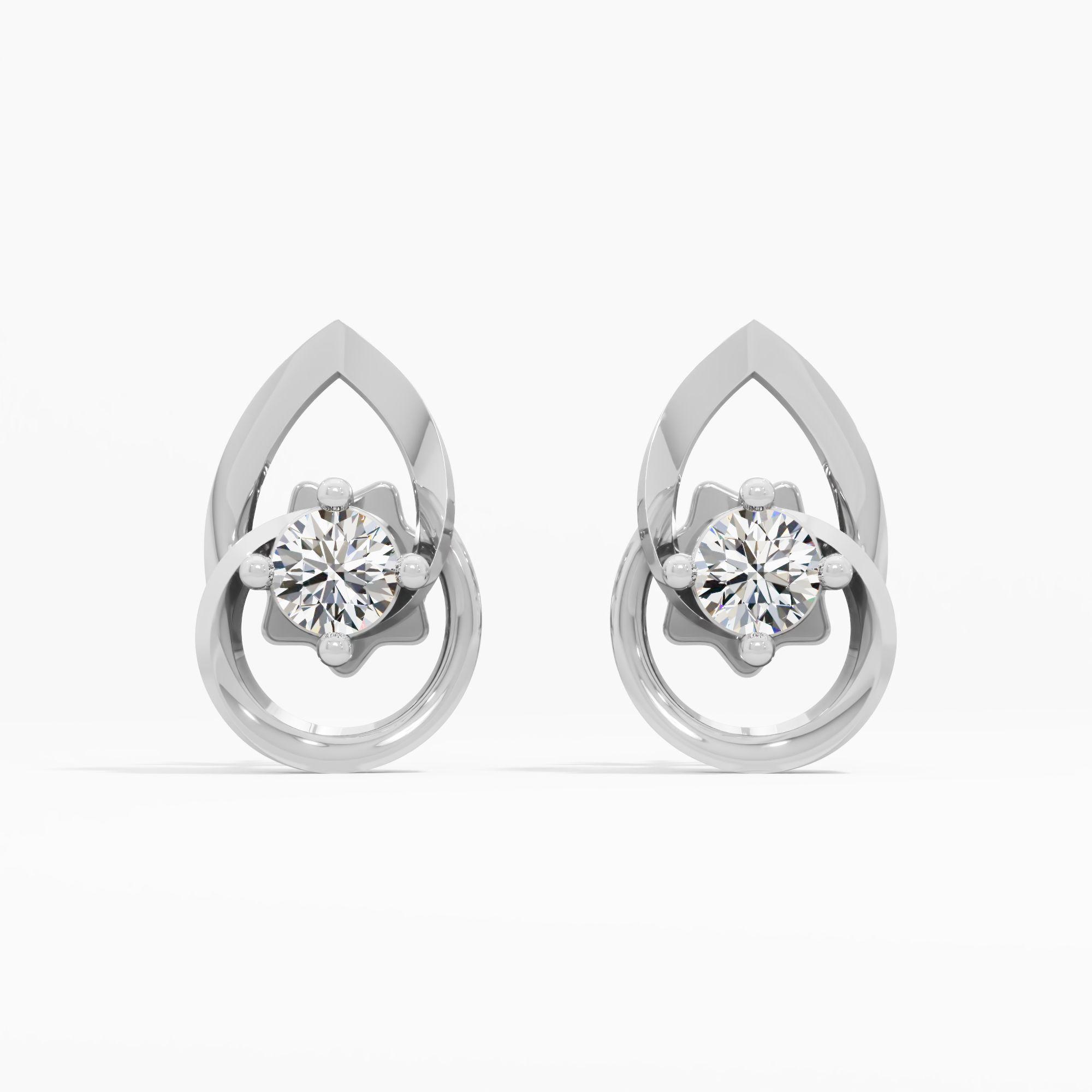 Sacred Lotus Solitaire Stud Earrings