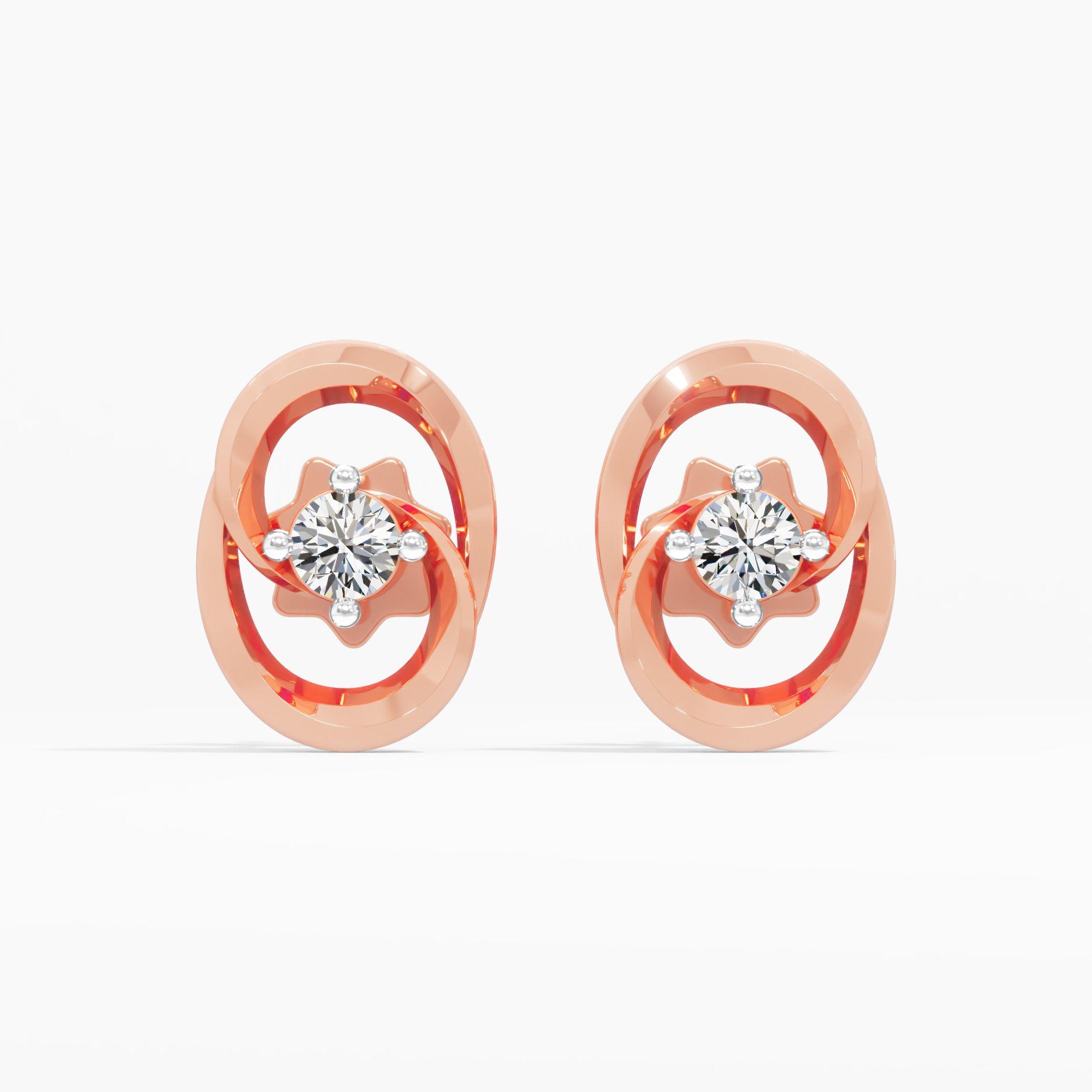 Modern Atom Solitaire Stud Earrings