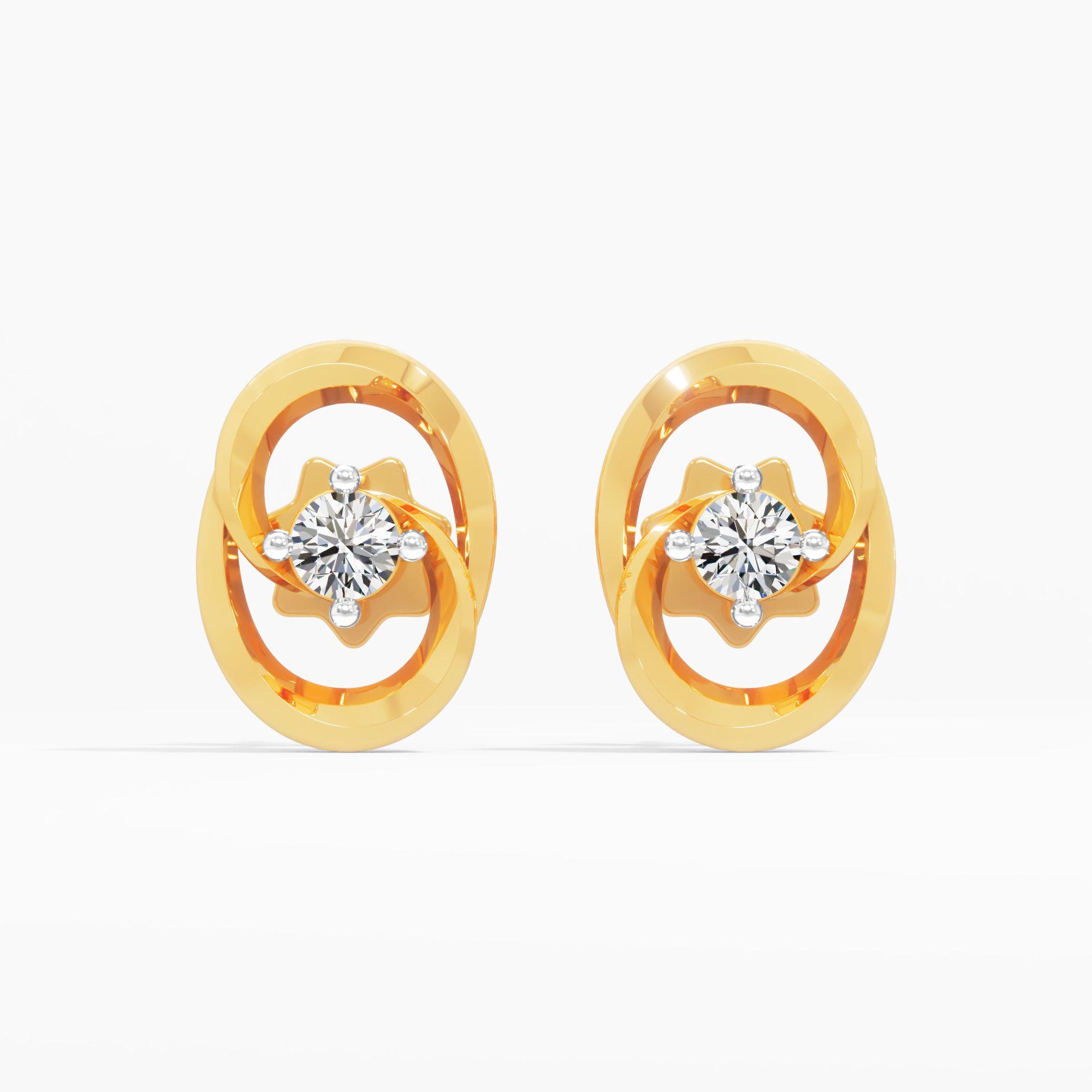 Modern Atom Solitaire Stud Earrings
