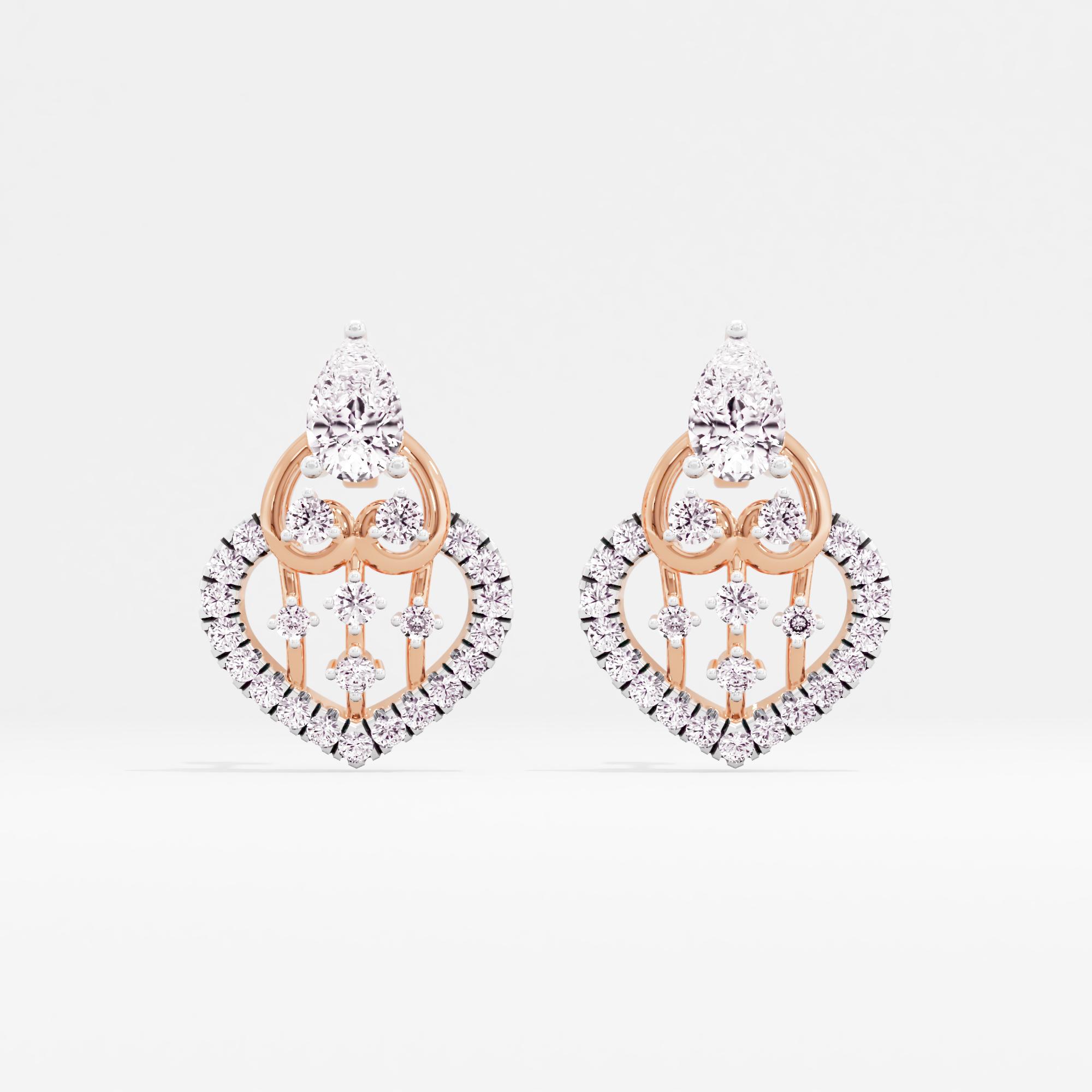 Serene Orbit Solitaire Heart Stud Earrings