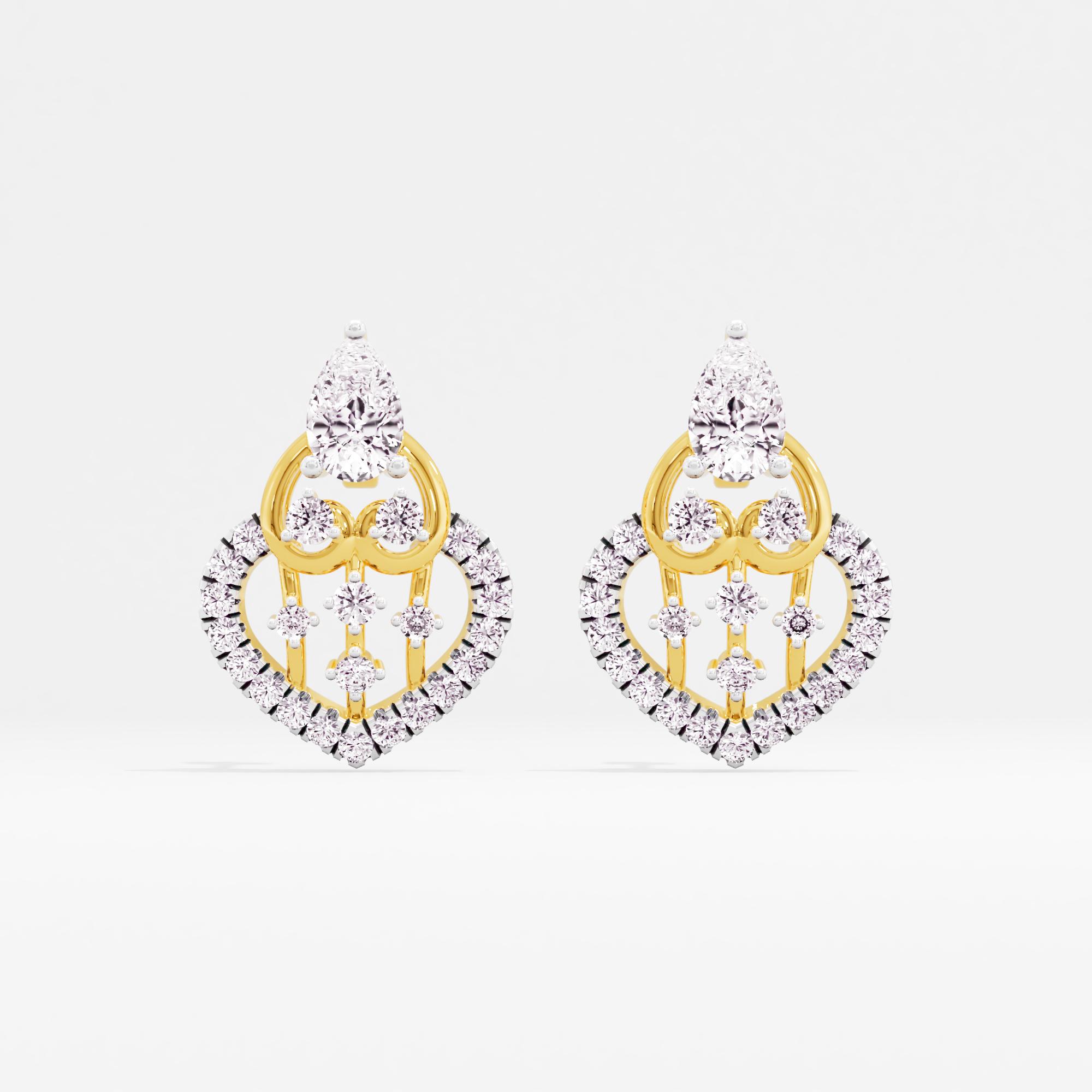 Serene Orbit Solitaire Heart Stud Earrings