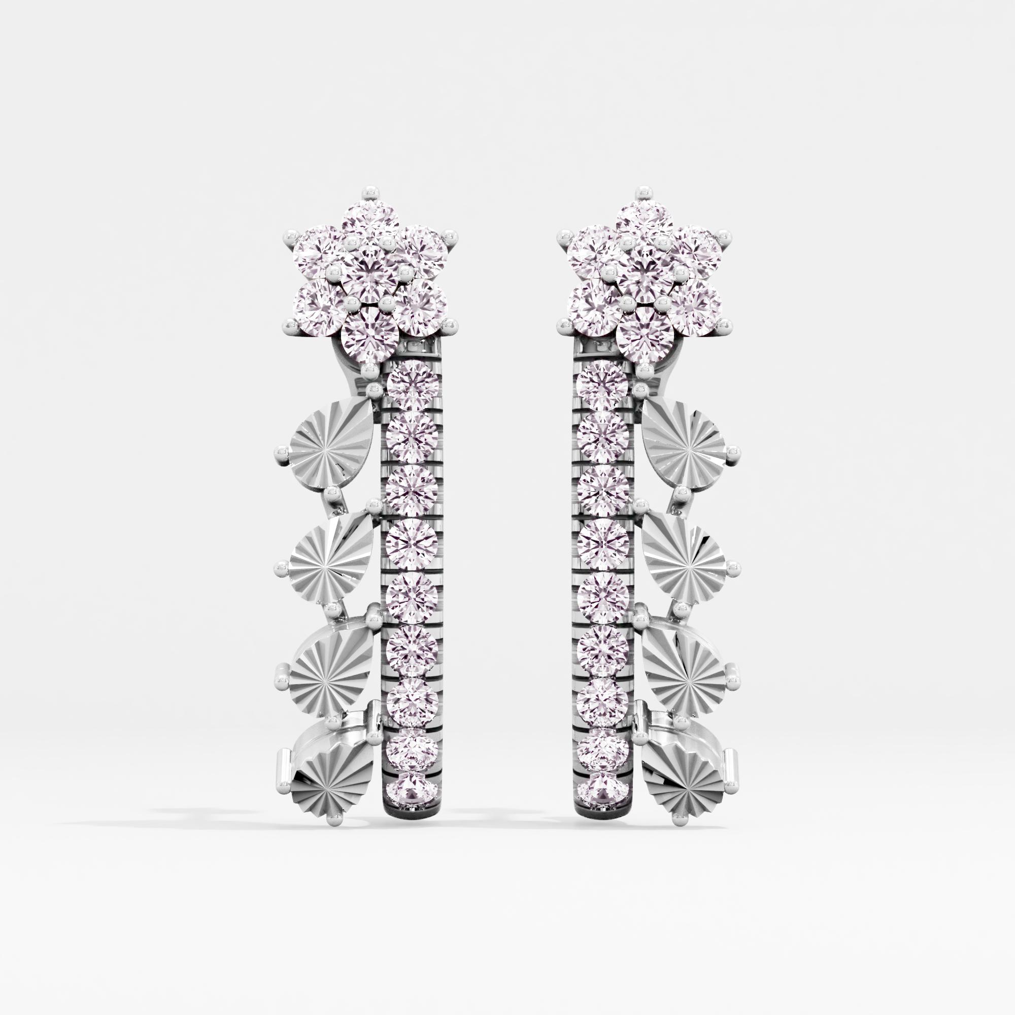 Starry Confession 7 Stone Cluster J Hoop Earrings