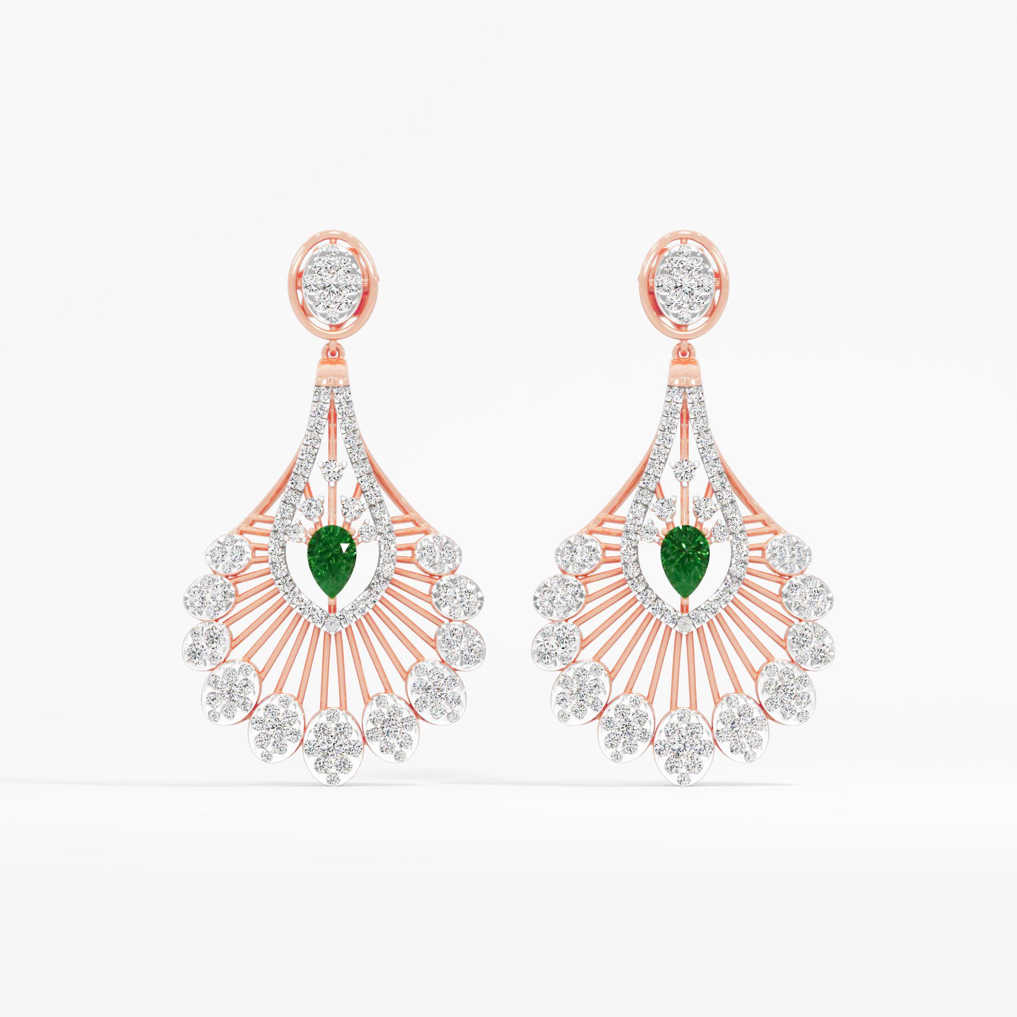 Radiant Sunburst Emerald Drop Earrings