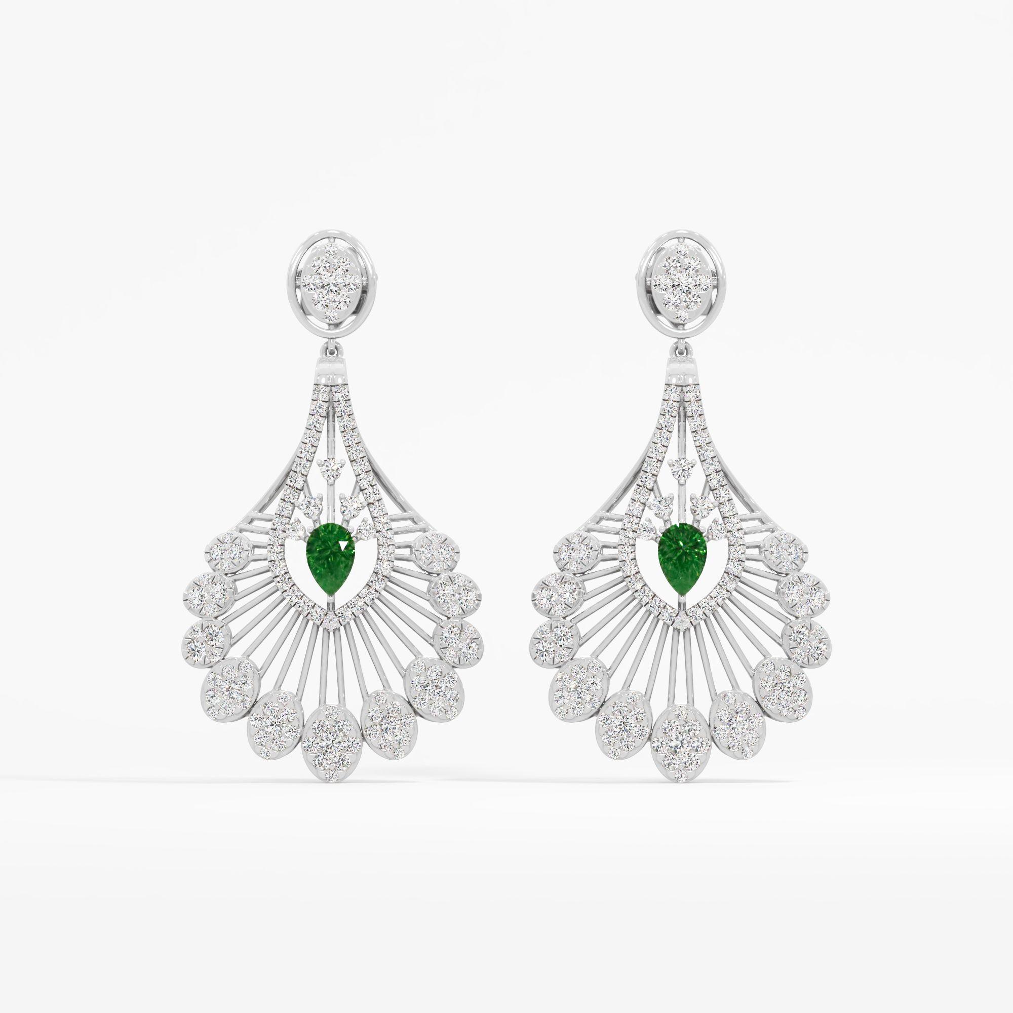 Radiant Sunburst Emerald Drop Earrings