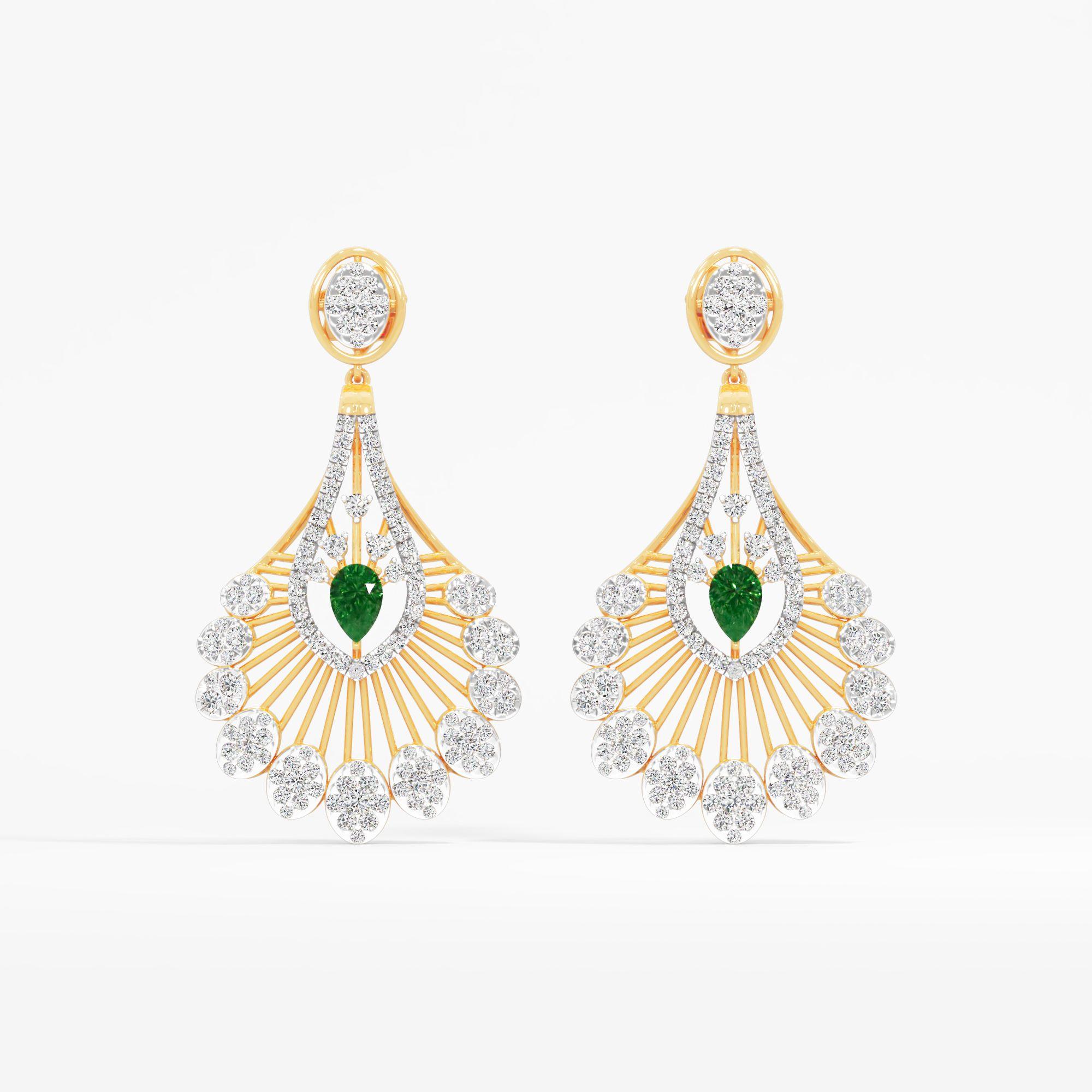 Radiant Sunburst Emerald Drop Earrings