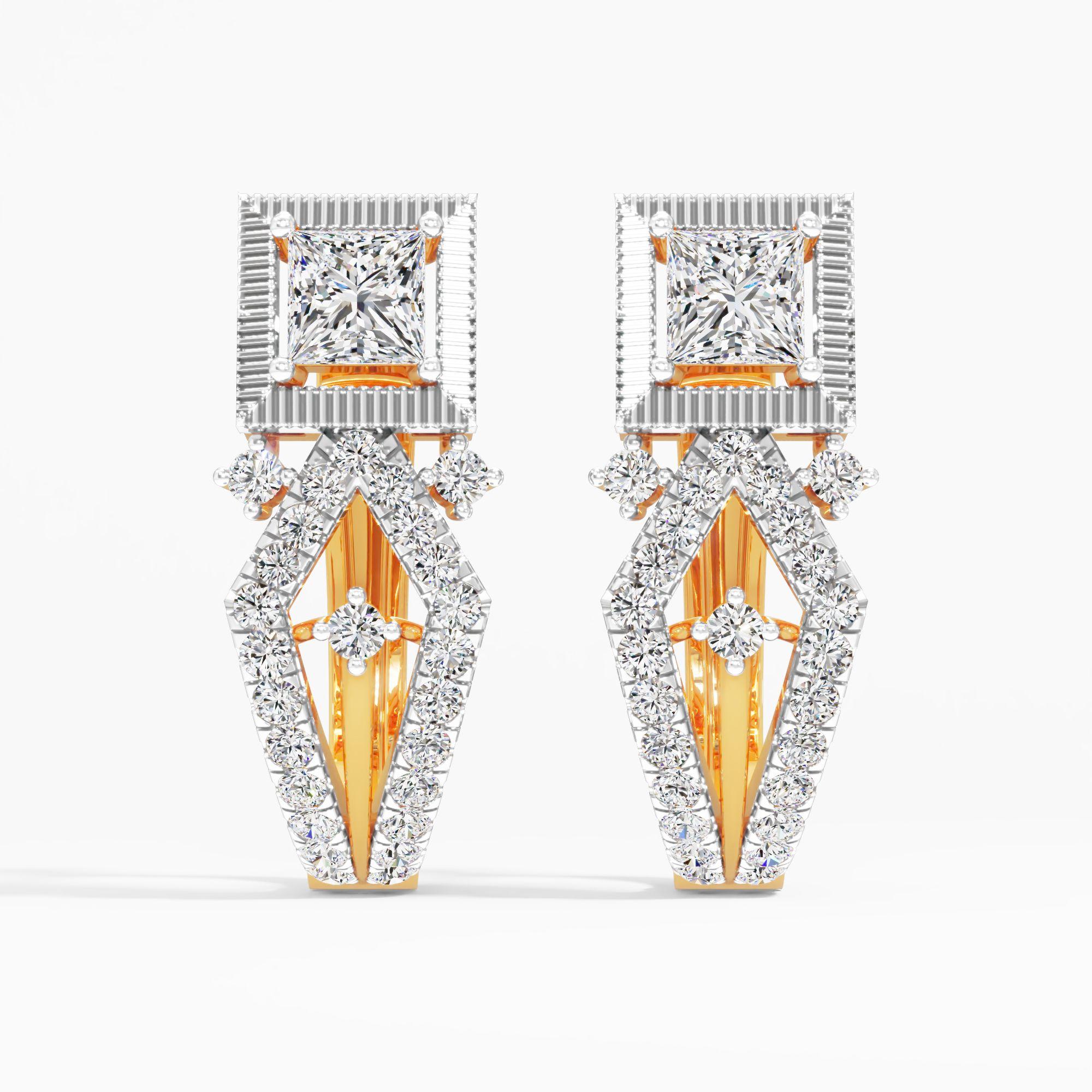 Angular Princess Hoop Earrings