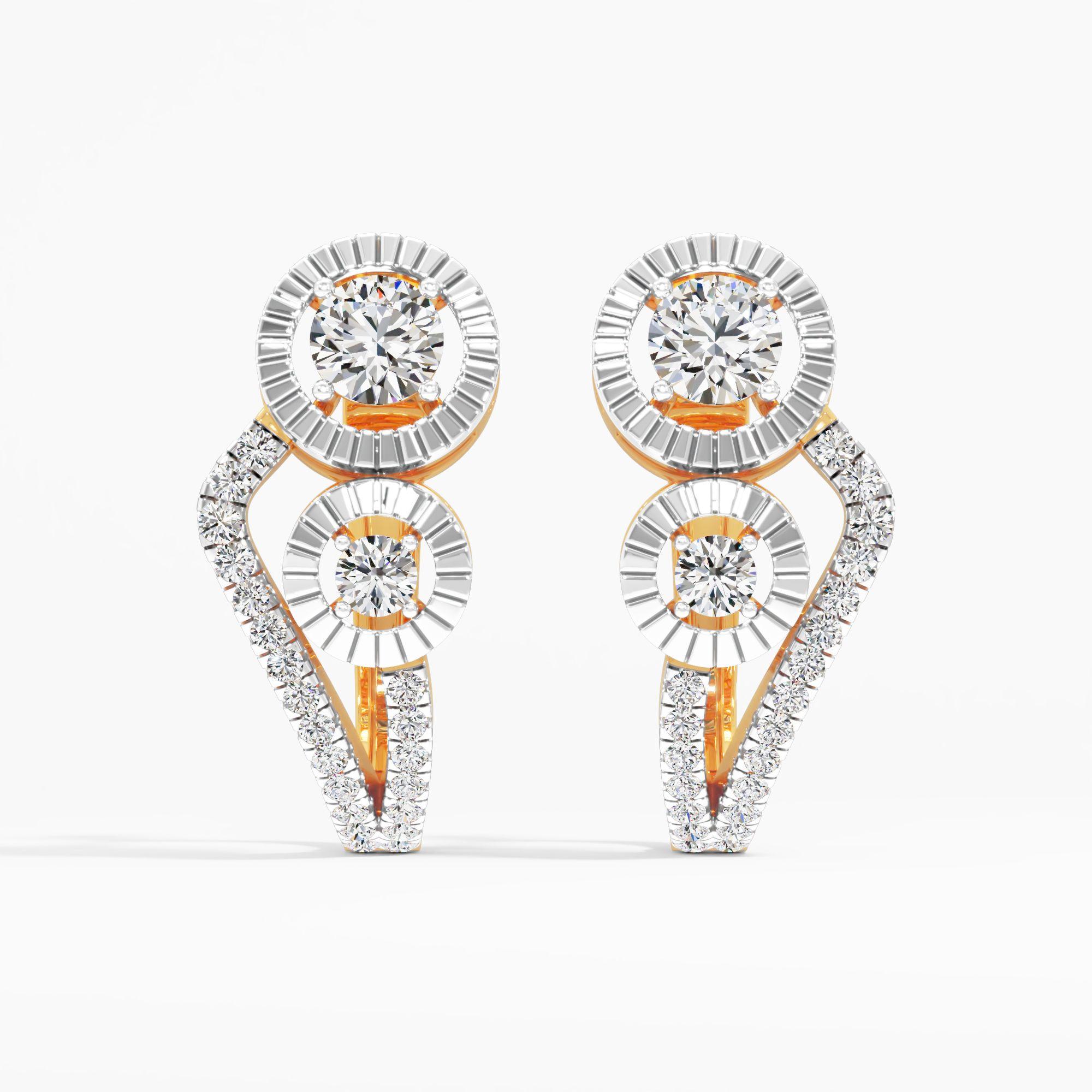 Twin Halo Solitaire Hoop Earrings