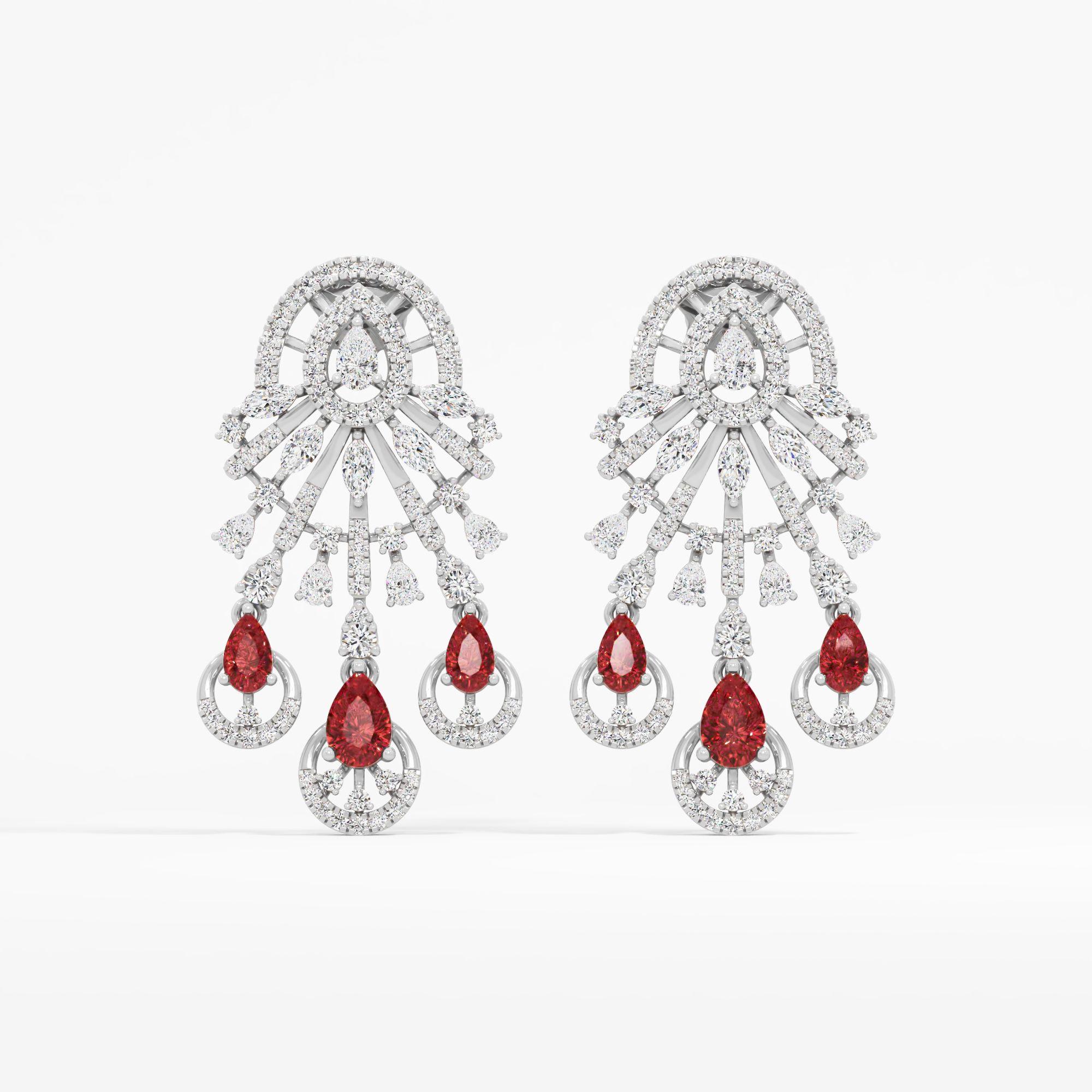 Ruby Trio Drop Earrings
