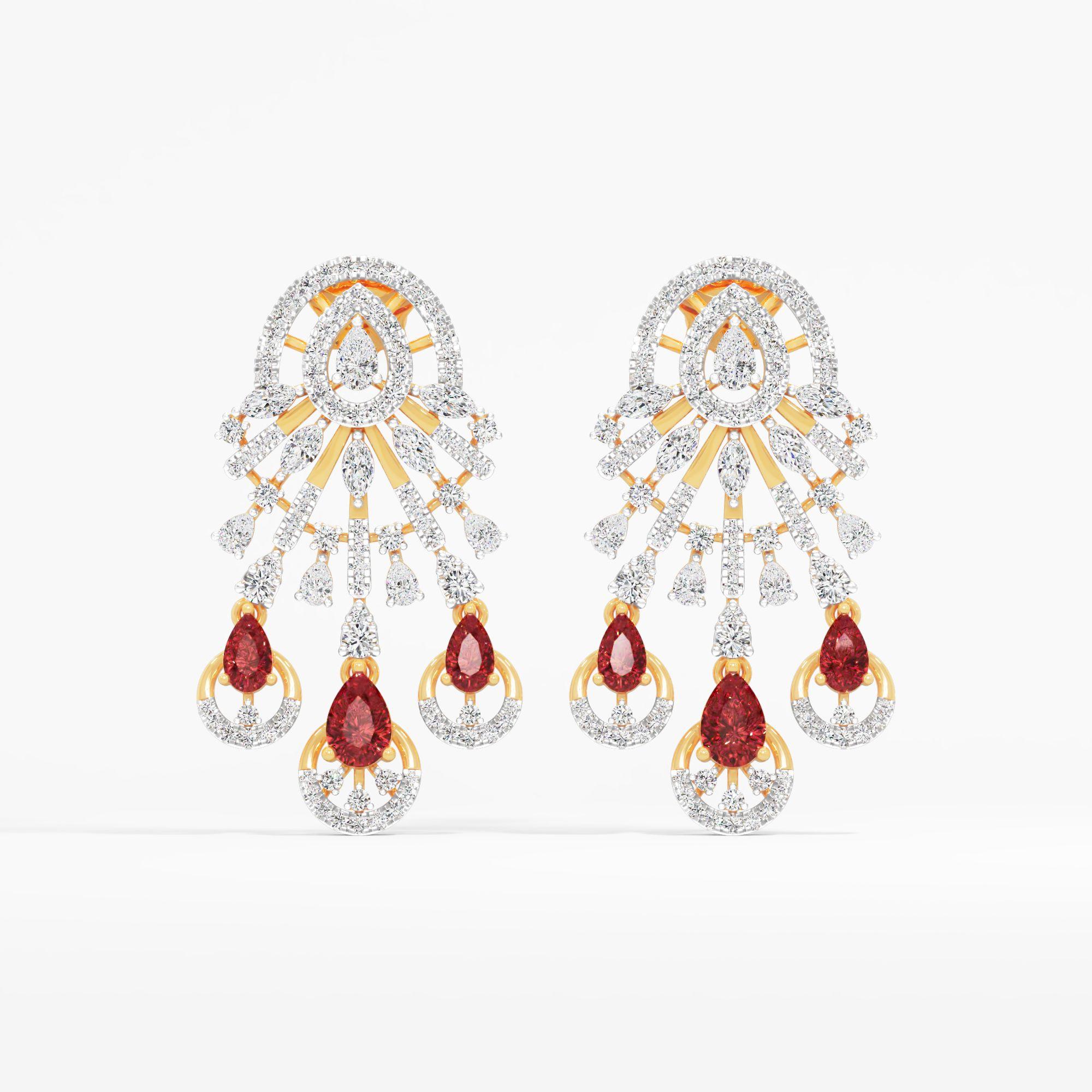 Ruby Trio Drop Earrings
