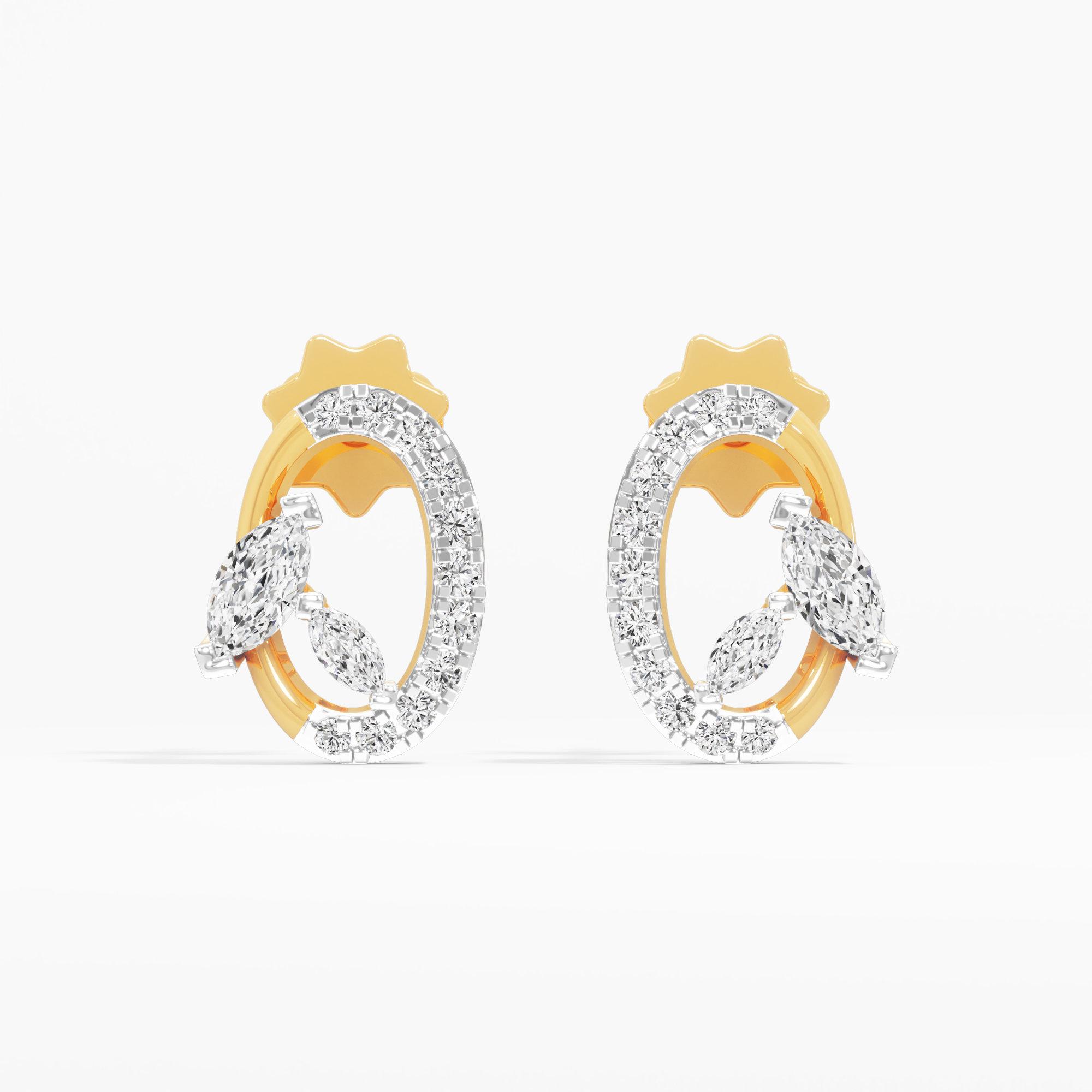 Orbit Duo Diamond Stud Earrings in 9KT Yellow Gold (Diamond Quality: FG-VVS VS)