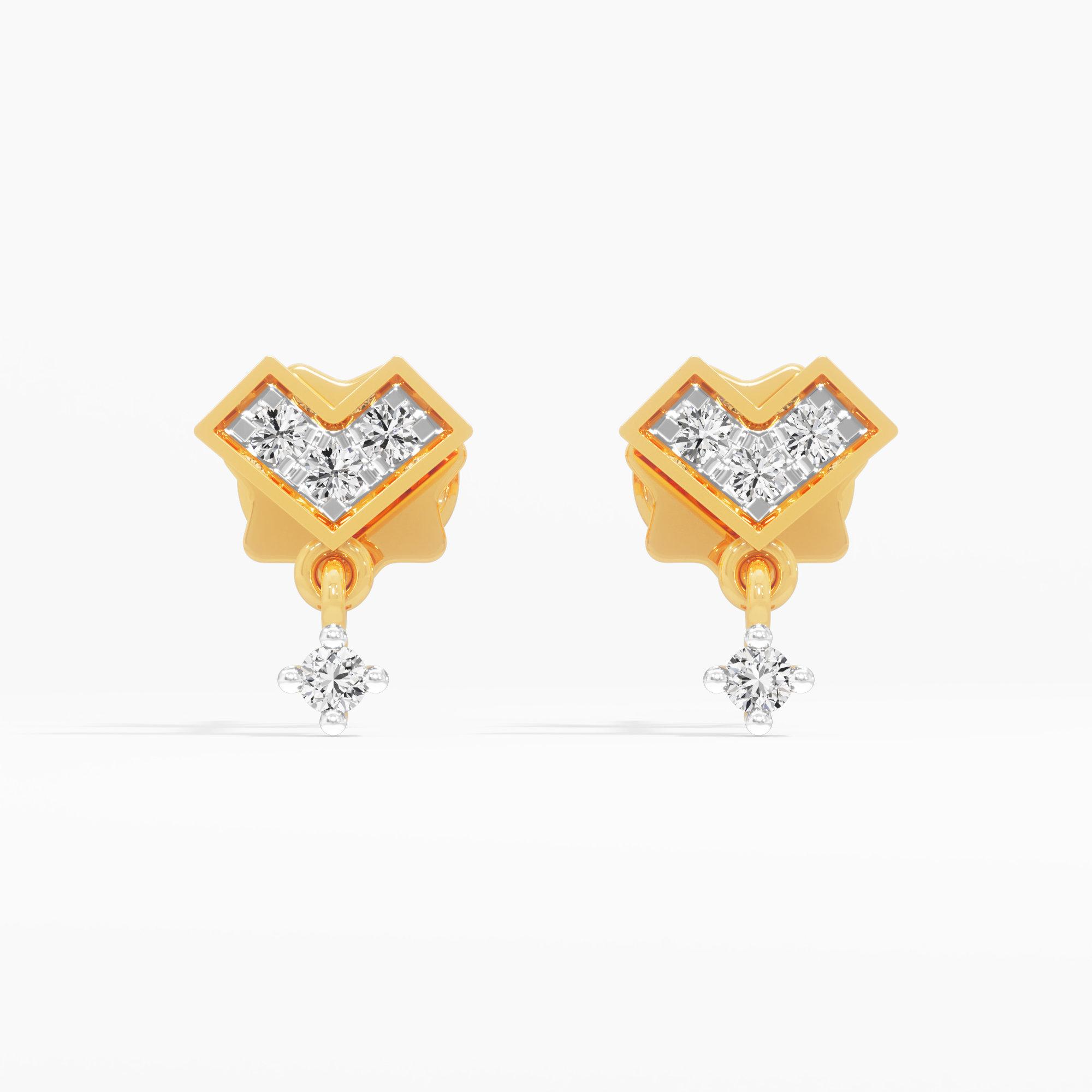 Radiant Heart Stud Earrings in 9KT Yellow Gold (Diamond Quality: EF-VVS VS)