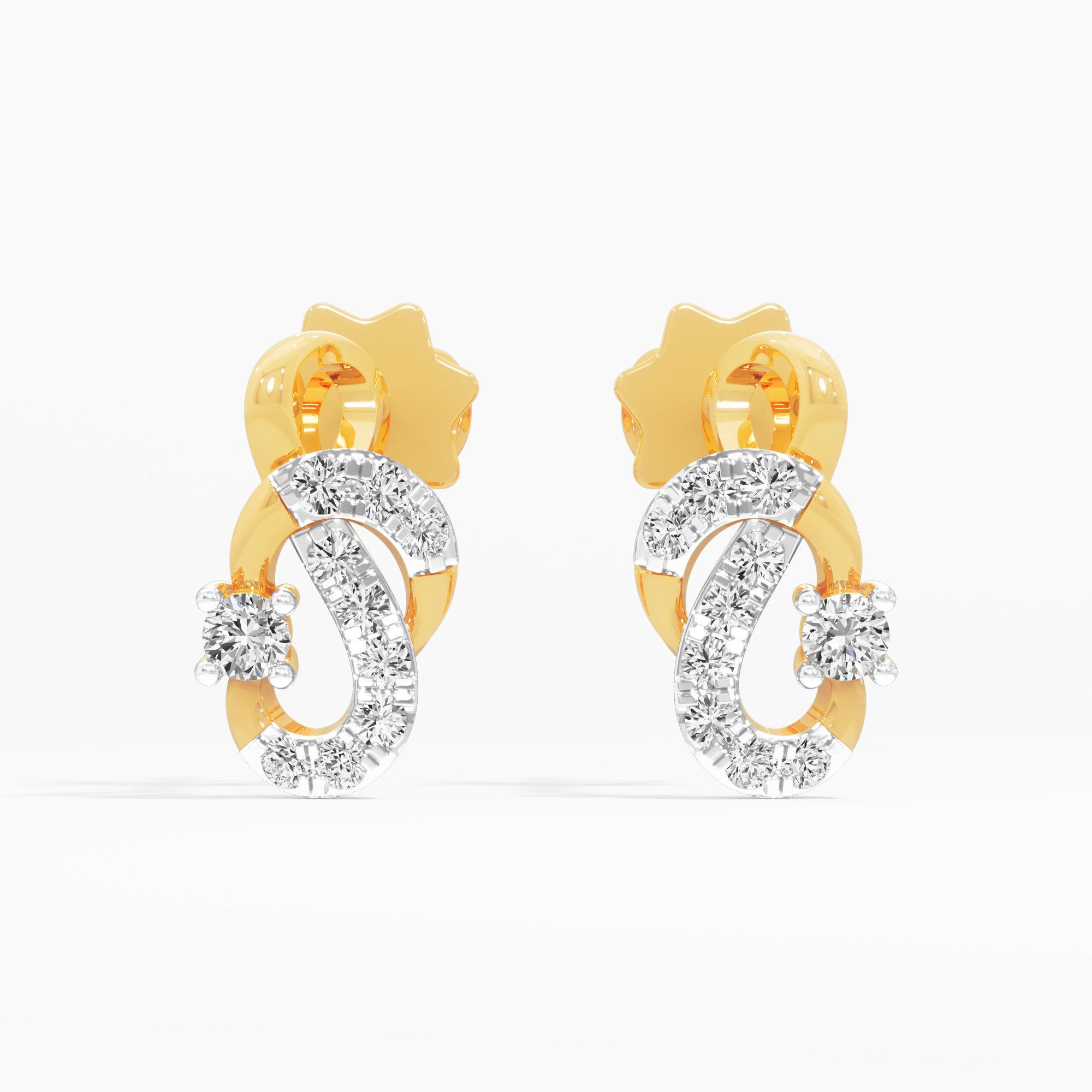 Flowing Grace Stud Earrings in 9KT Yellow Gold (Diamond Quality: EF-VVS)