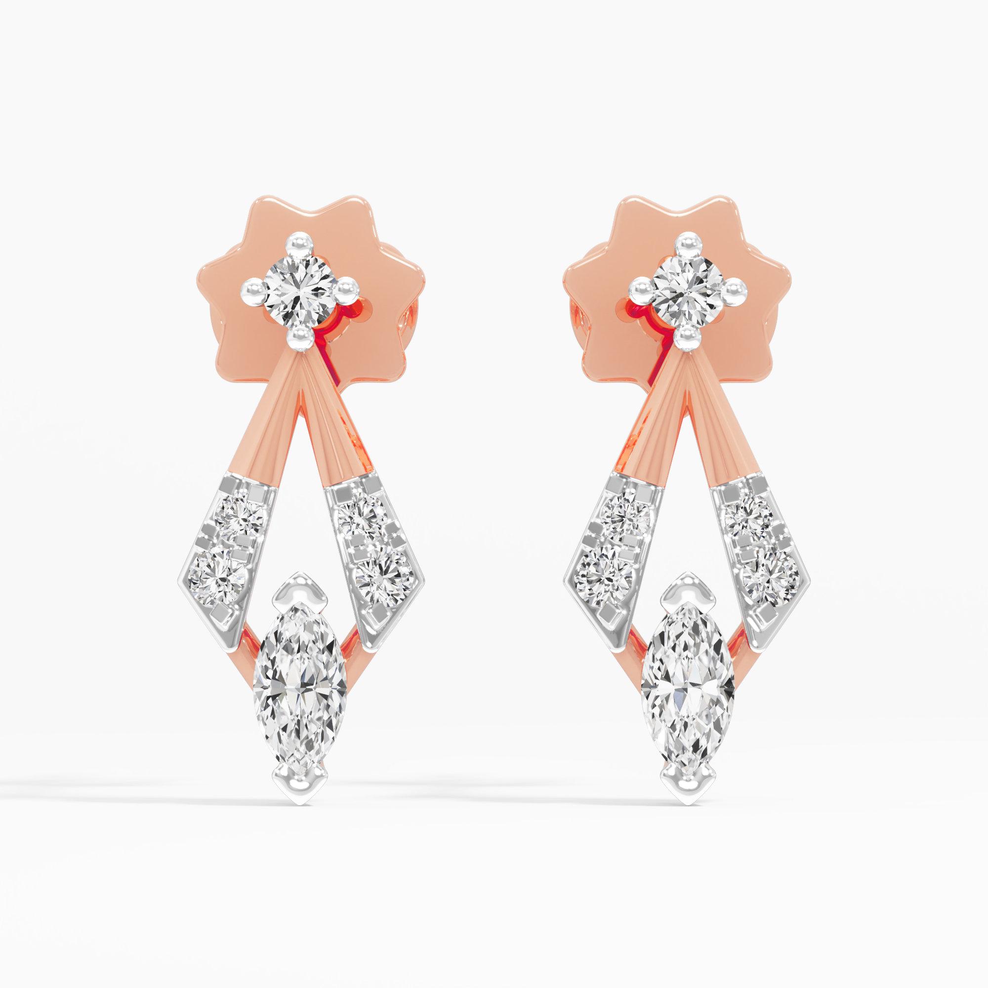Gilded Kite Drops Earrings in 9KT Rose Gold (Diamond Quality: FG-VVS VS)