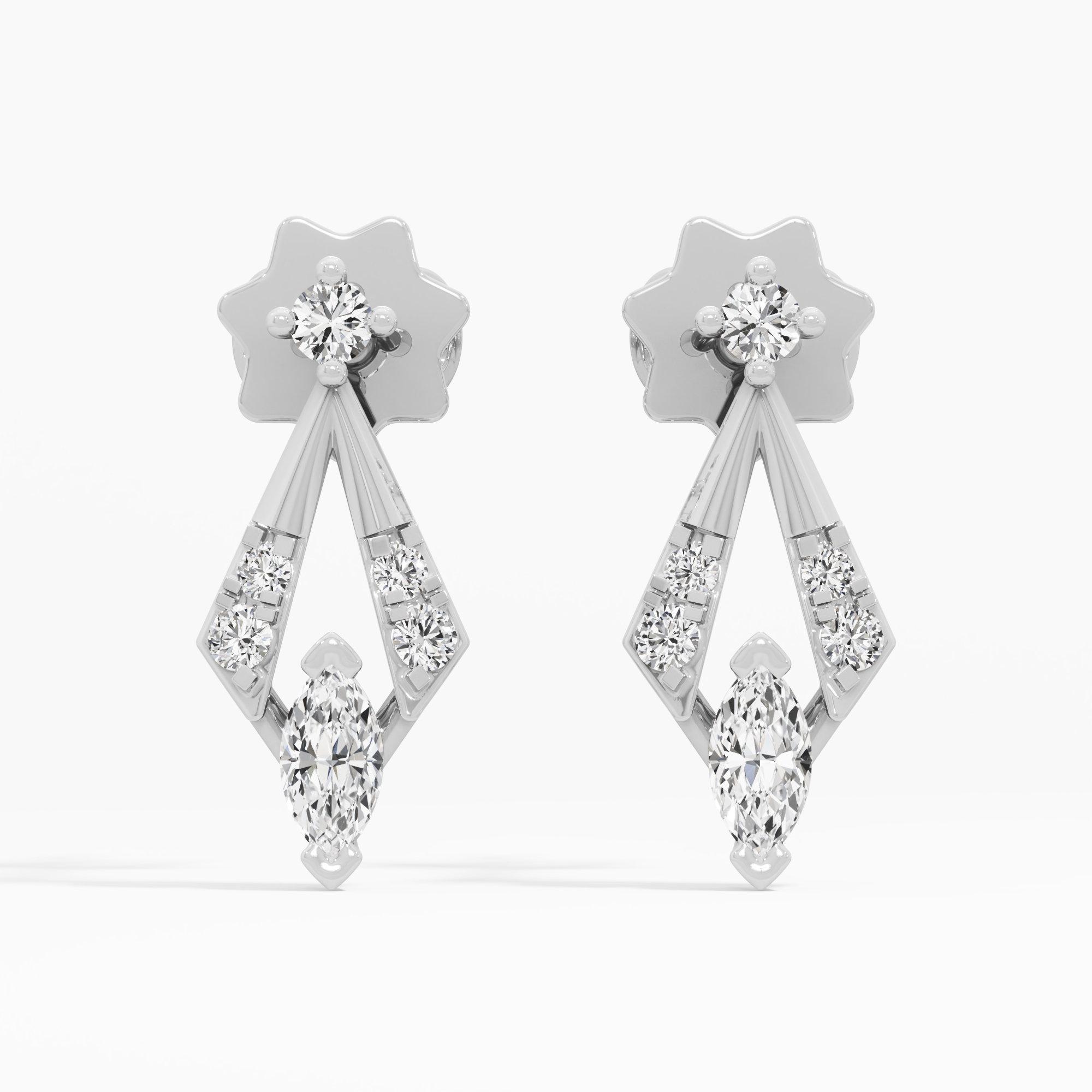 Gilded Kite Drops Earrings in 9KT White Gold (Diamond Quality: FG-VVS VS)