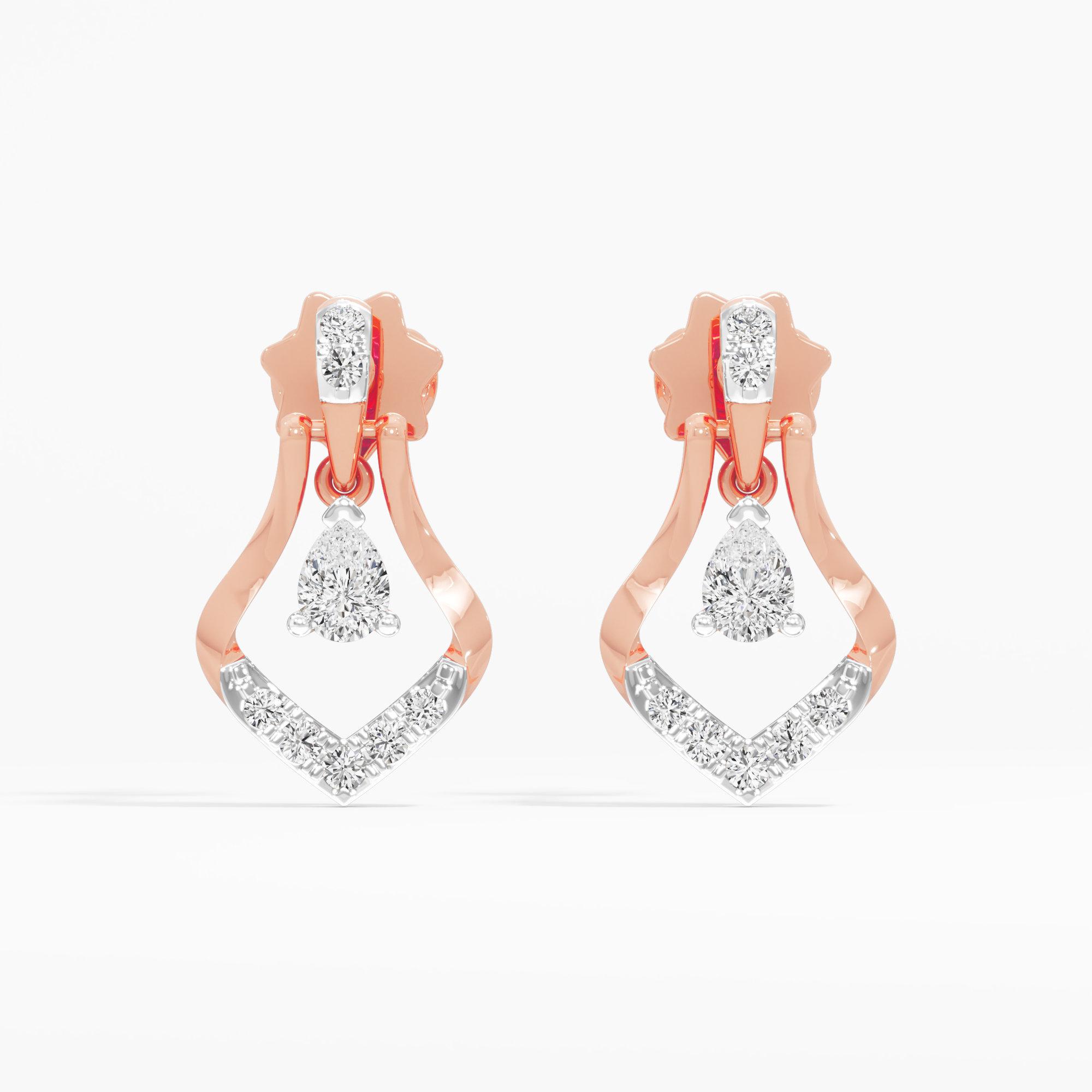 Aurora Arc Drops Earrings in 9KT Rose Gold (Diamond Quality: FG-VVS VS)