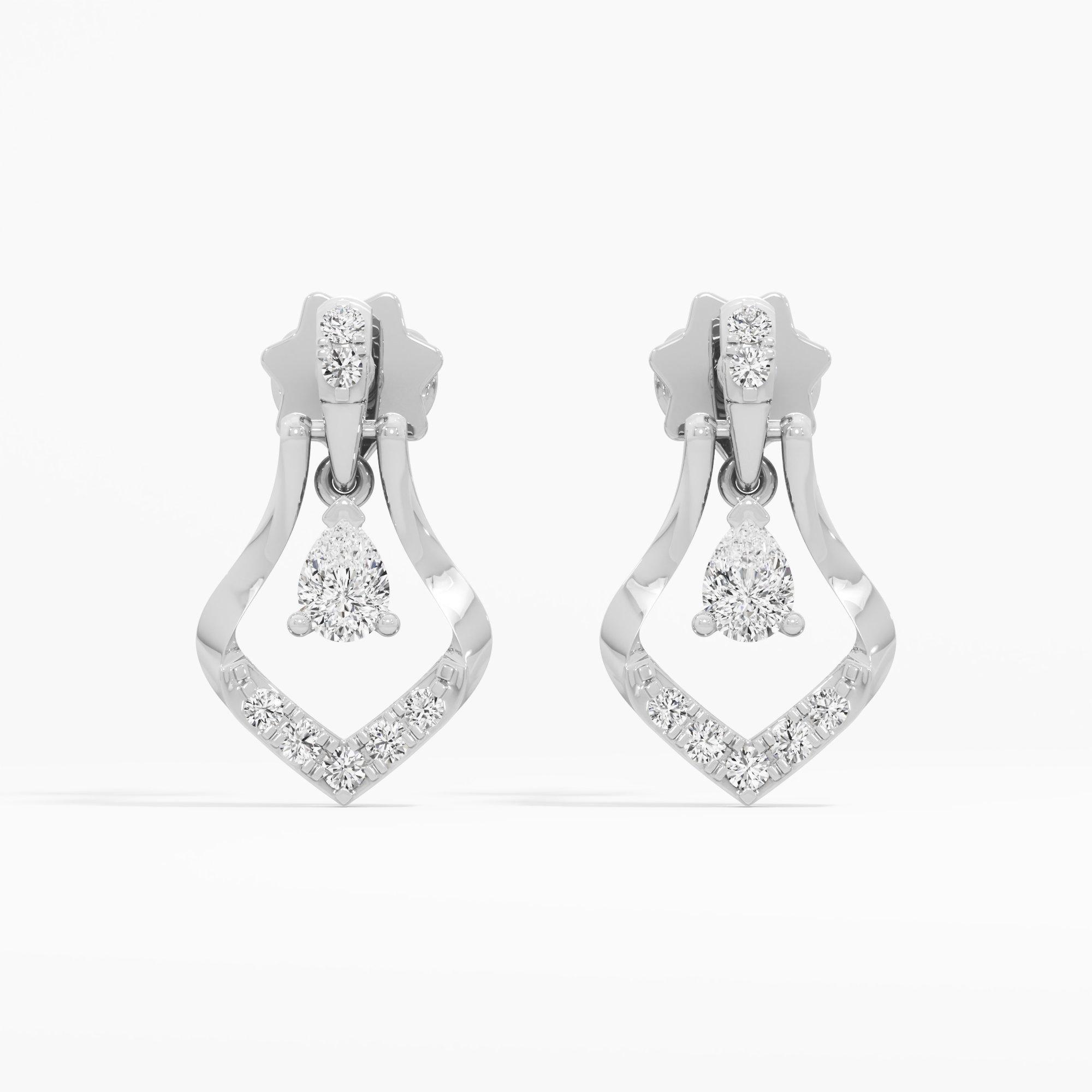 Aurora Arc Drops Earrings in 9KT White Gold (Diamond Quality: FG-VVS VS)