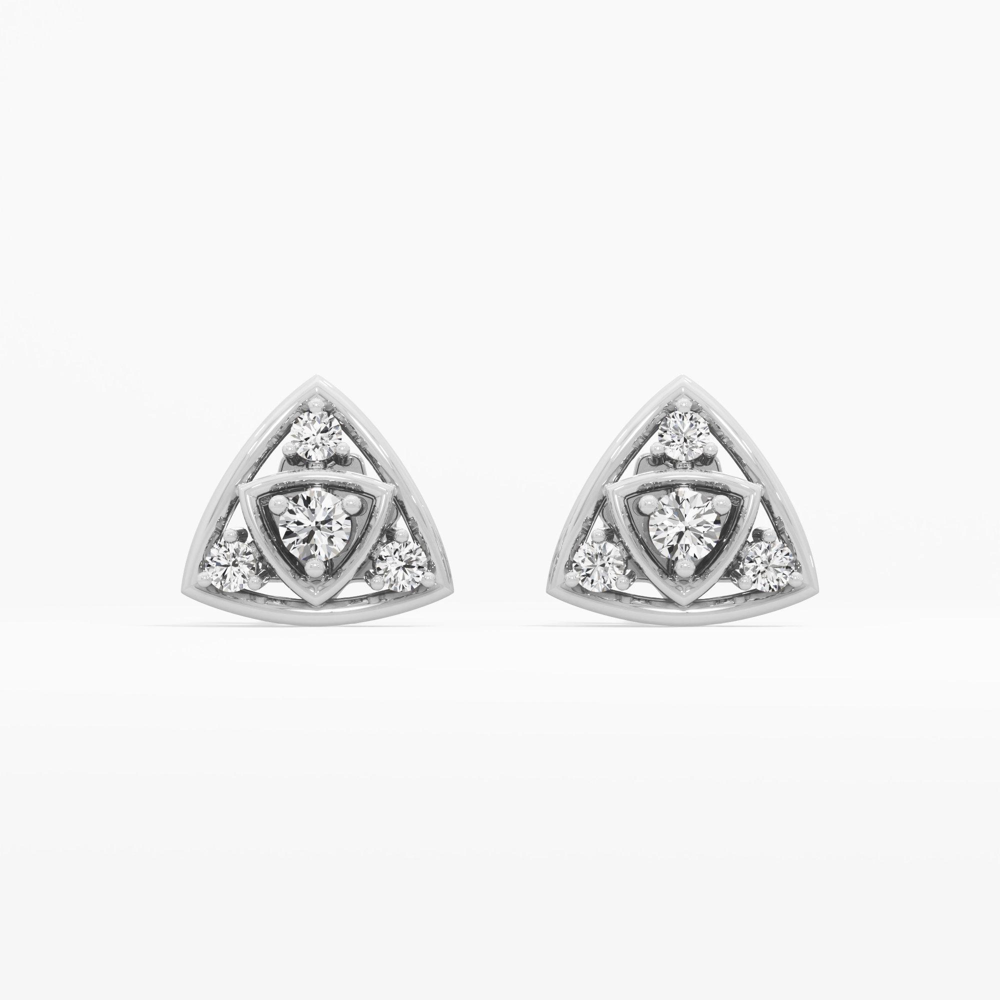 Trinity Glow Studs Earrings in 9KT White Gold (Diamond Quality: EF-VVS VS)