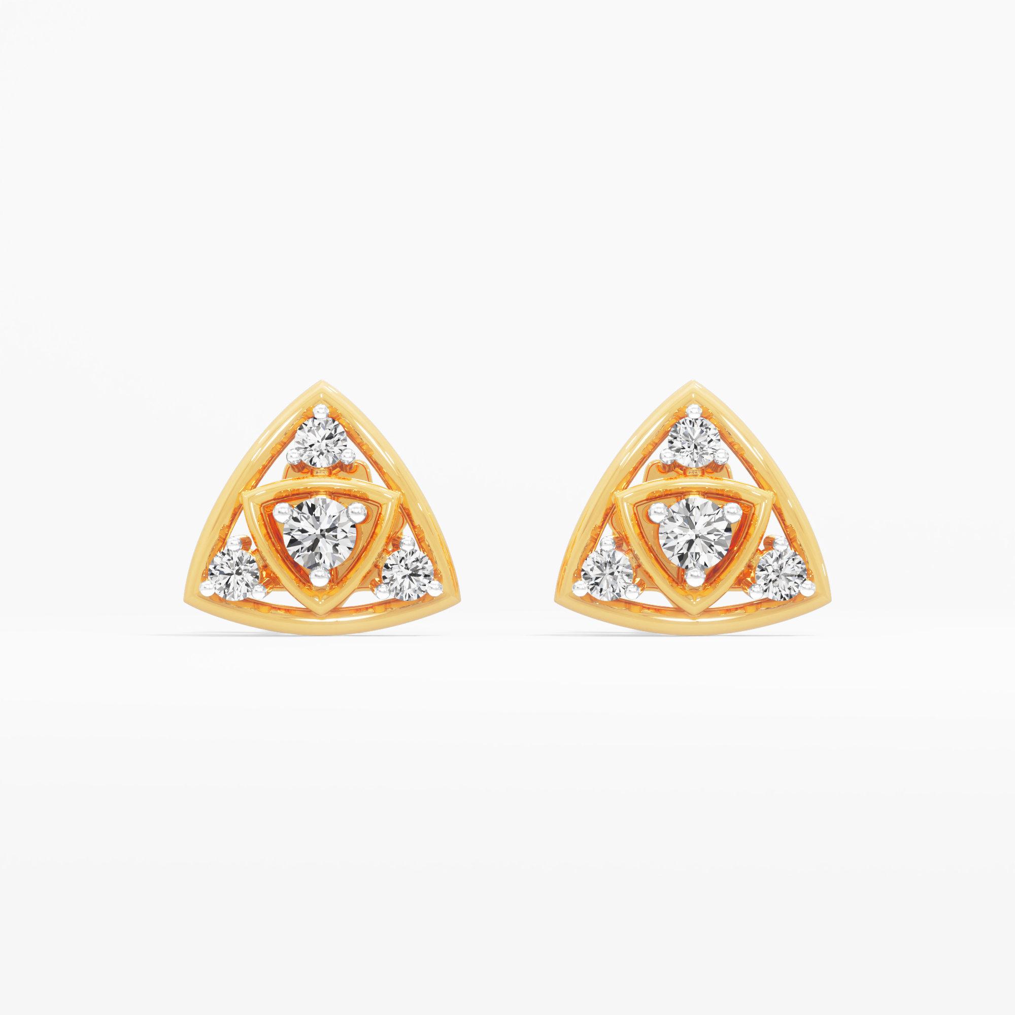 Trinity Glow Studs Earrings in 9KT Yellow Gold (Diamond Quality: EF-VVS VS)