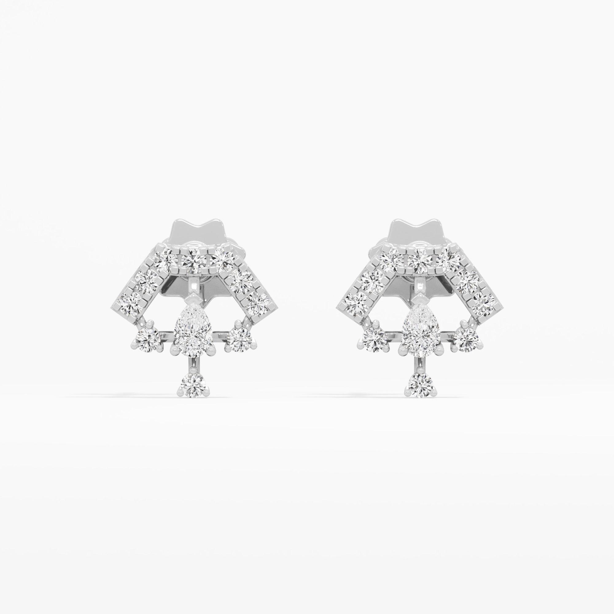 Gilded Fan Studs Earrings in 9KT White Gold (Diamond Quality: FG-VVS VS)