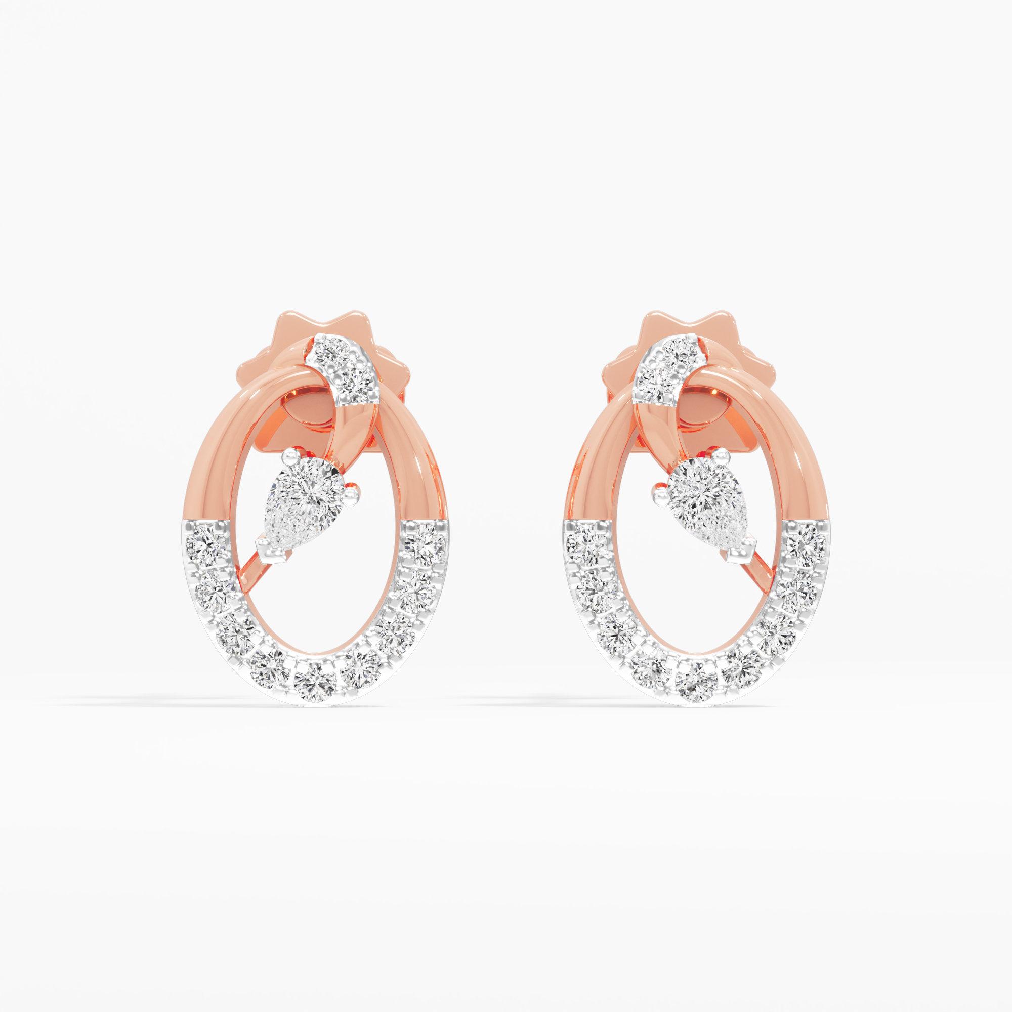 Gilded Orbit Studs Studs Earrings in 9KT Rose Gold (Diamond Quality: FG-VVS VS)