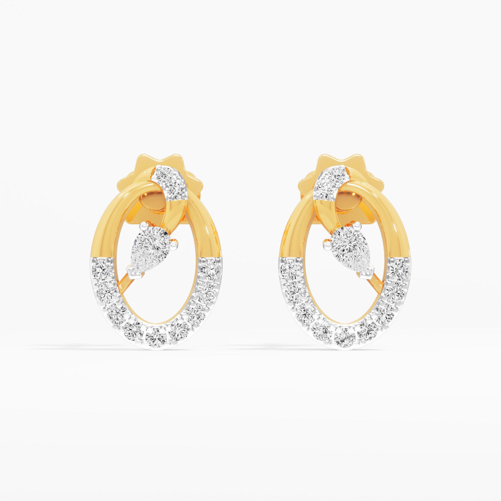 Gilded Orbit Studs Studs Earrings in 9KT Yellow Gold (Diamond Quality: FG-VVS VS)