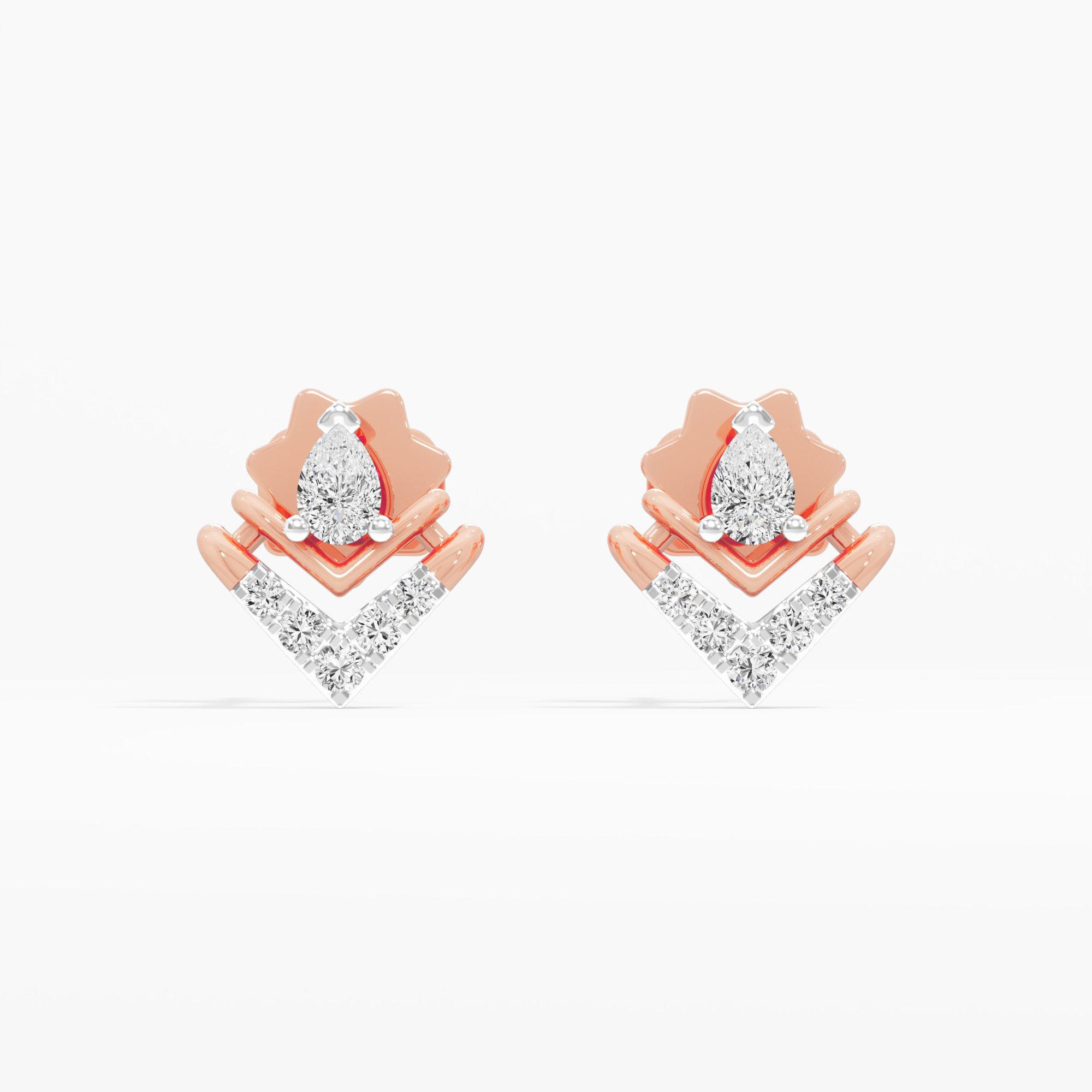 Ascendant Sparkle Studs Earrings in 9KT Rose Gold (Diamond Quality: FG-VVS VS)