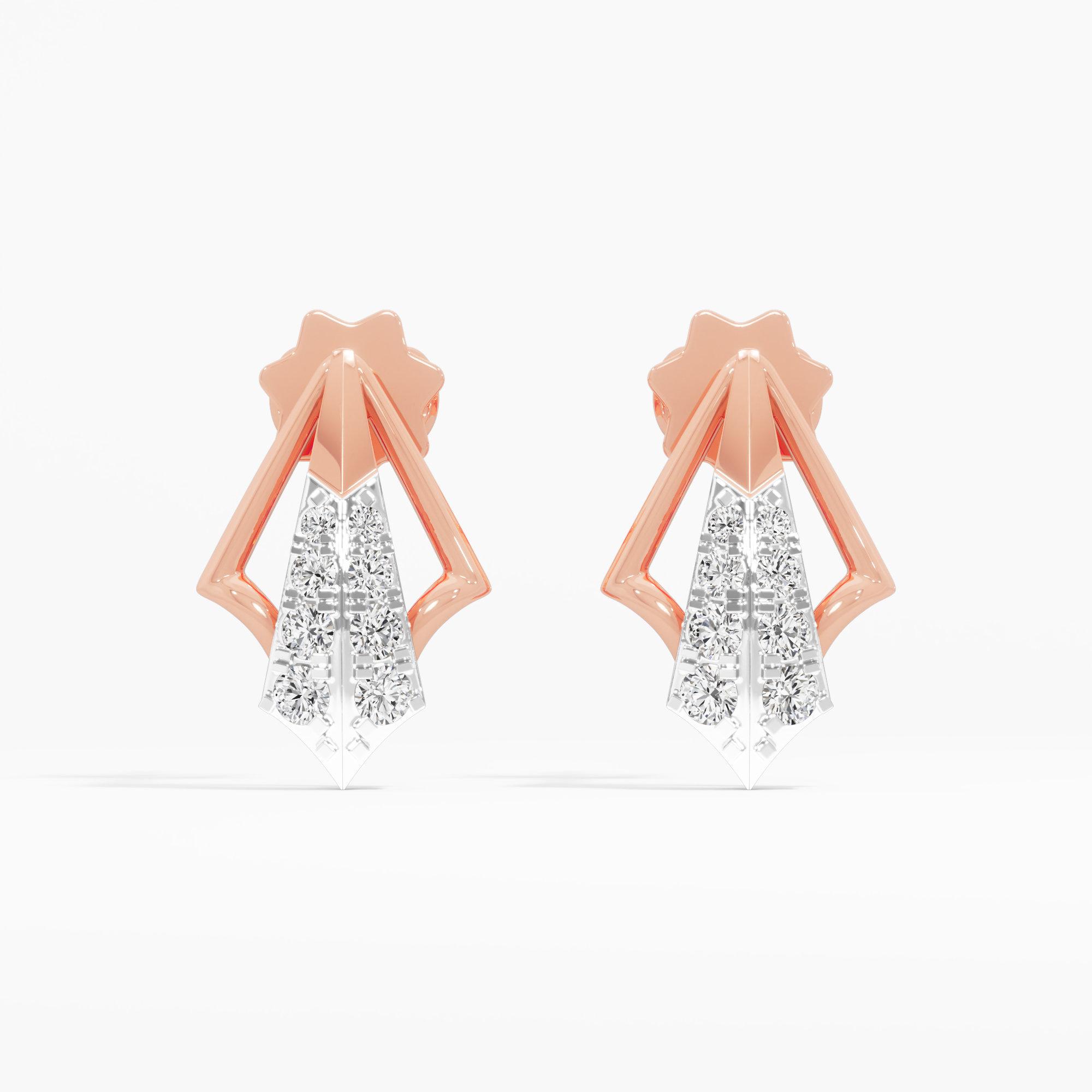 Arrowhead Sparkle Drops Earrings in 9KT Rose Gold (Diamond Quality: EF-VVS VS)