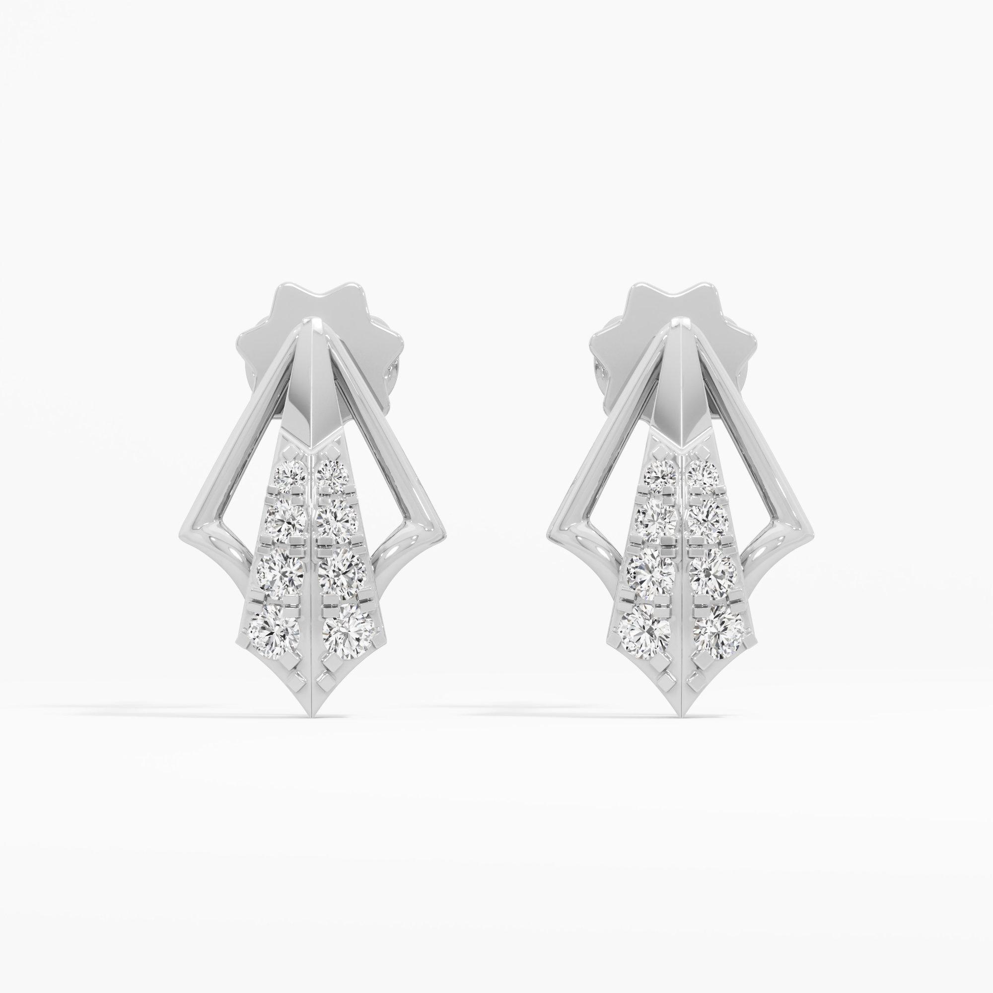 Arrowhead Sparkle Drops Earrings in 9KT White Gold (Diamond Quality: EF-VVS VS)