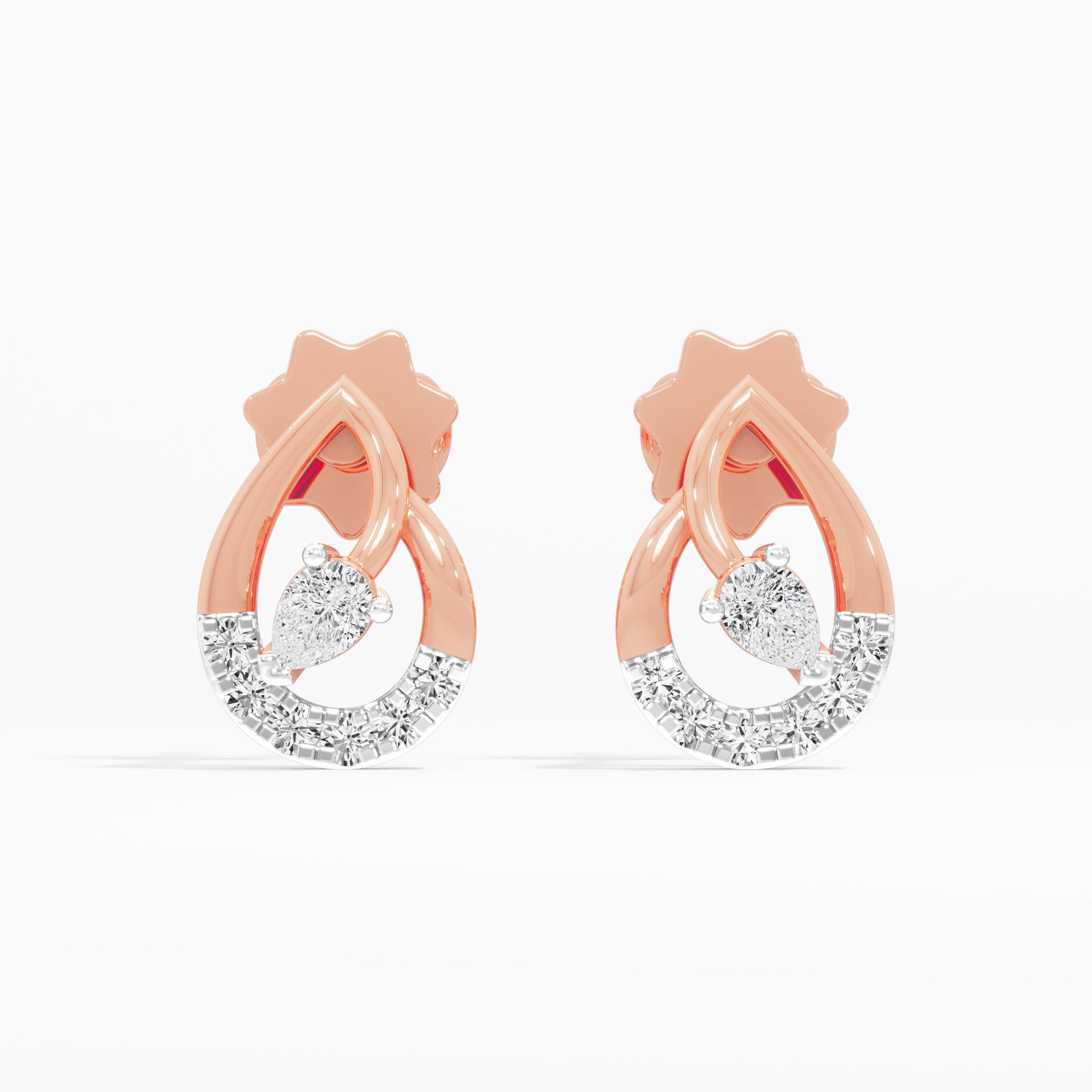 Luminous Dewdrop Drops Earrings in 9KT Rose Gold (Diamond Quality: FG-VVS VS)