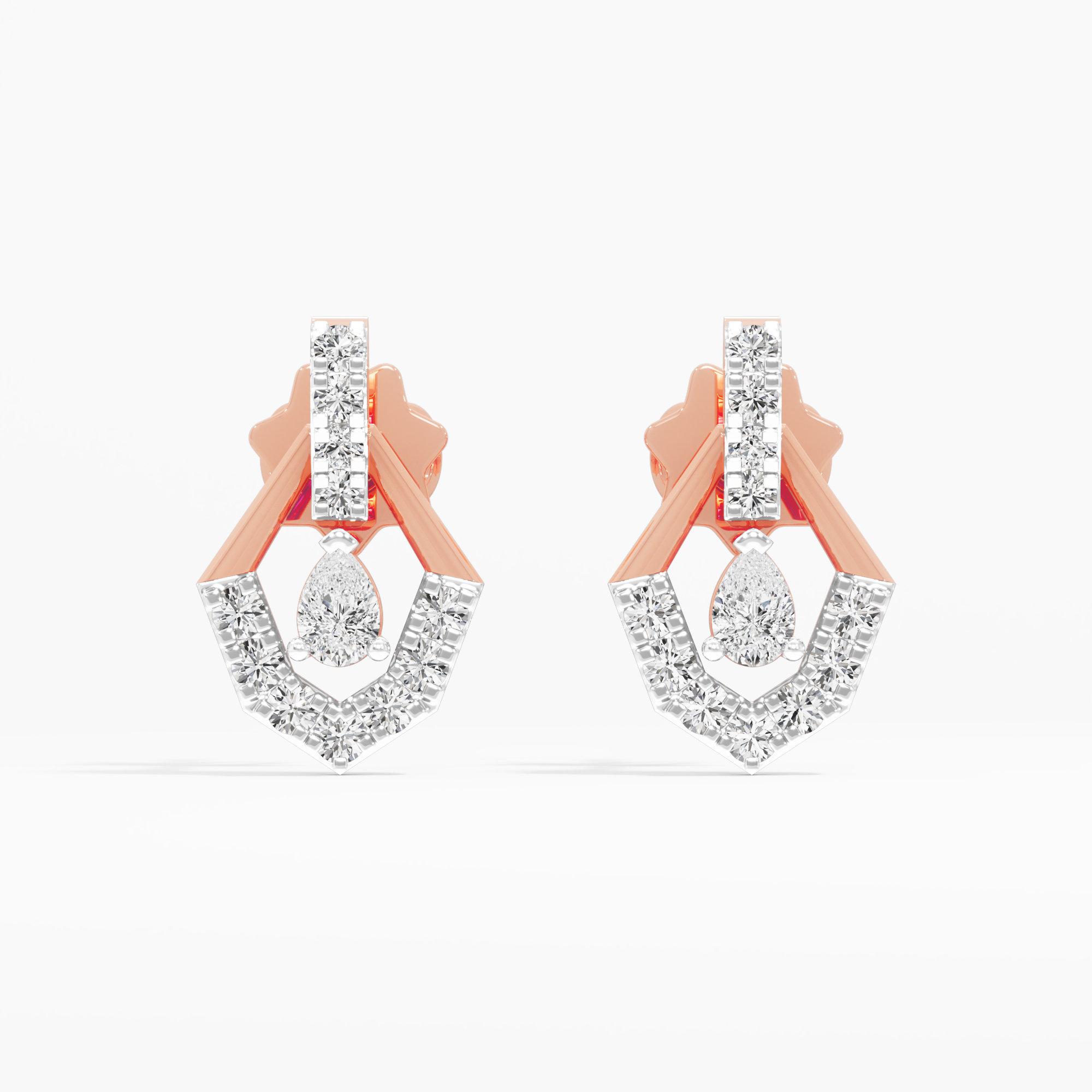 Prismatic Drop Drops Earrings in 9KT Rose Gold (Diamond Quality: FG-VVS VS)