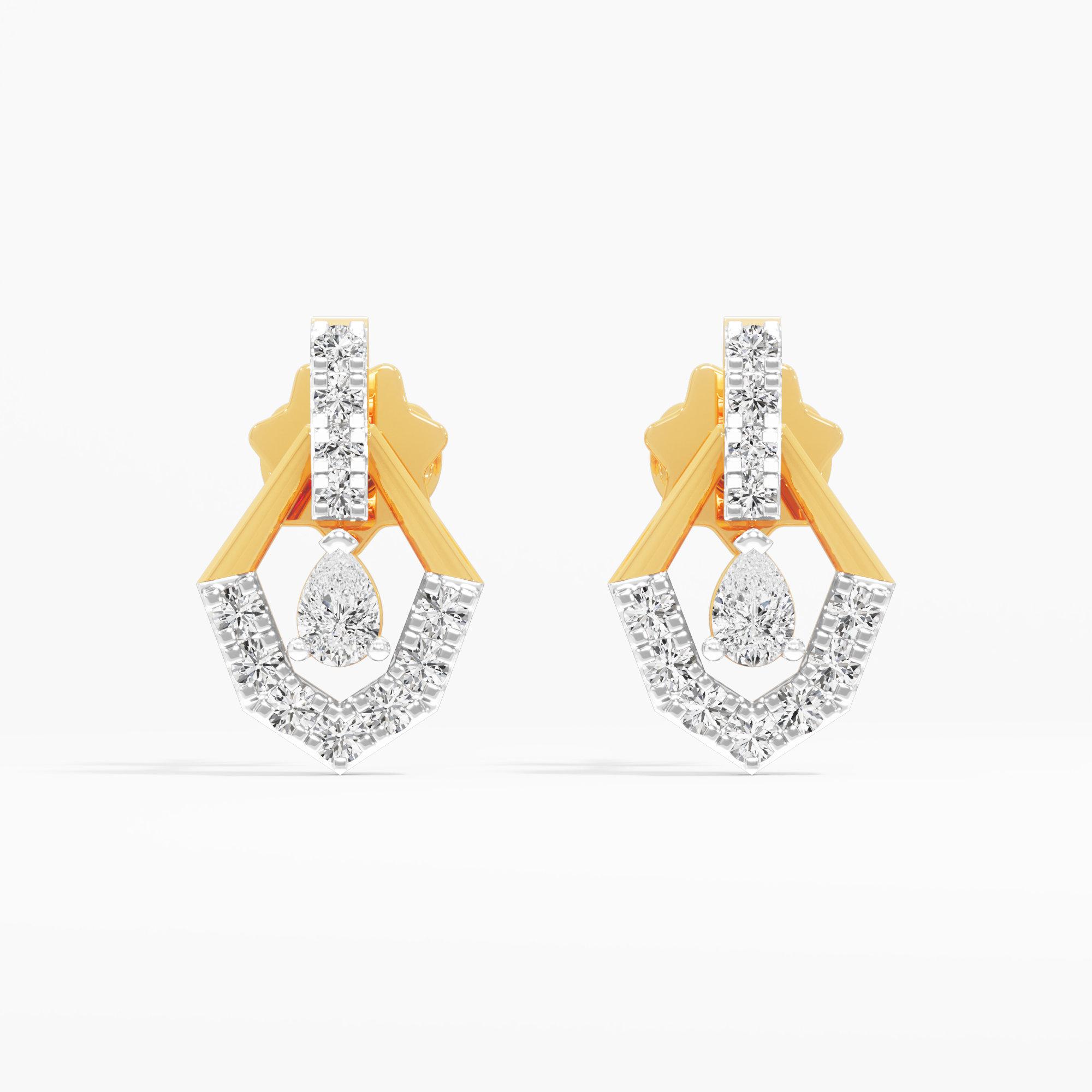 Prismatic Drop Drops Earrings in 9KT Yellow Gold (Diamond Quality: FG-VVS VS)