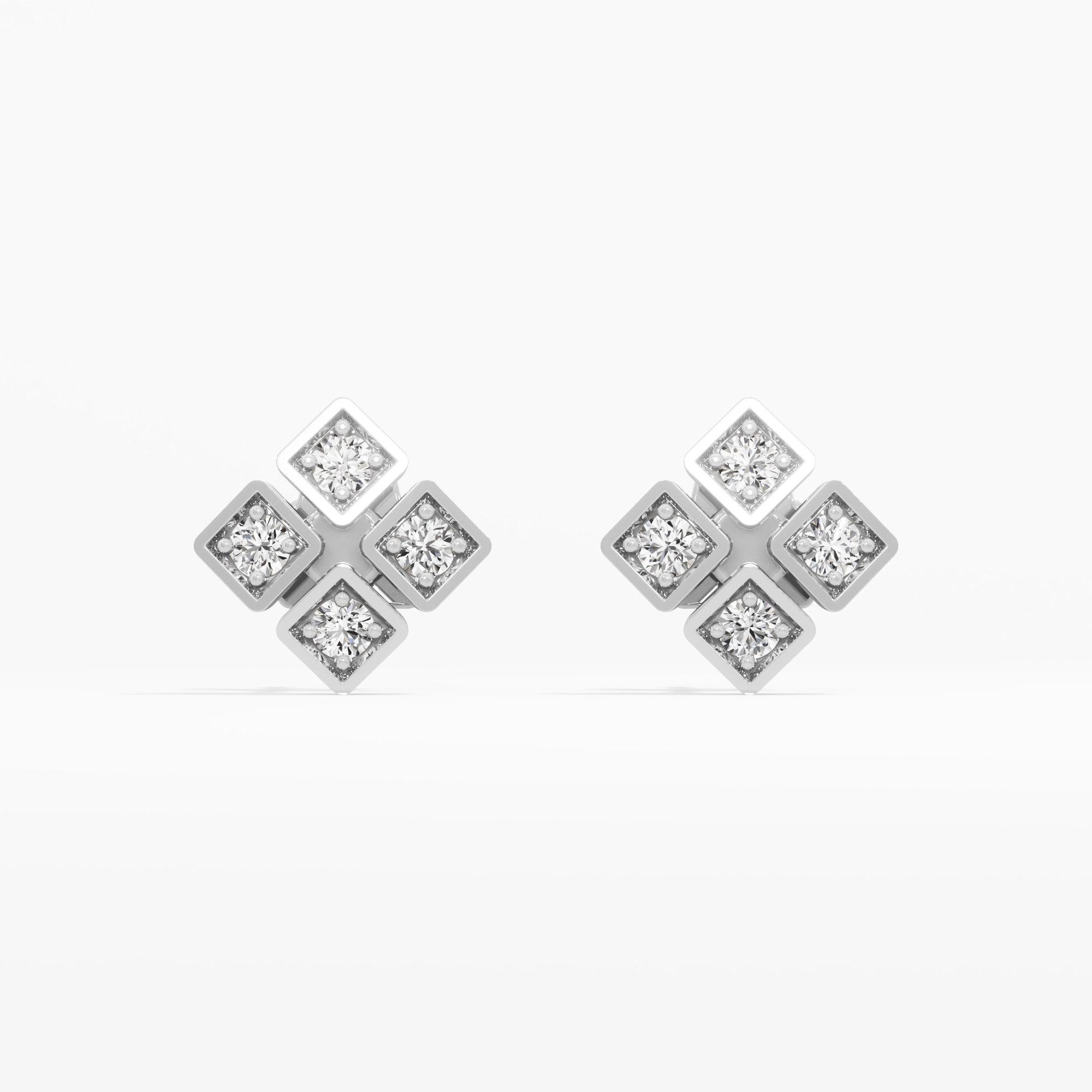 Quadra Sparkle Studs Earrings in 9KT White Gold (Diamond Quality: FG-VVS VS)