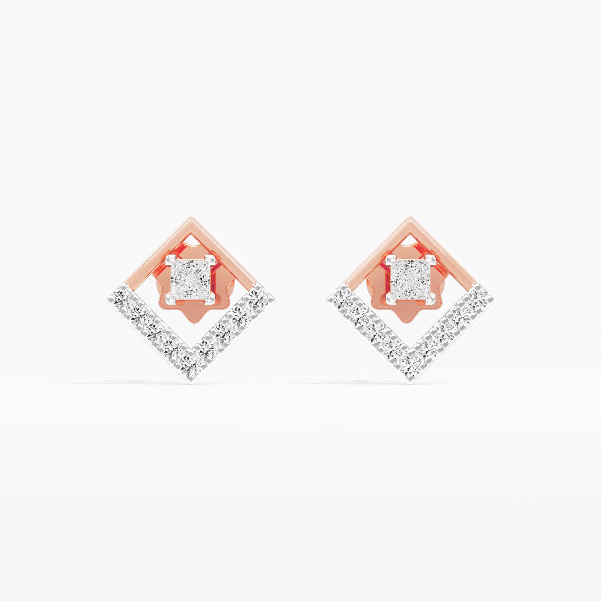 Geometric Gleam Studs Earrings in 9KT Rose Gold (Diamond Quality: FG-VVS VS)